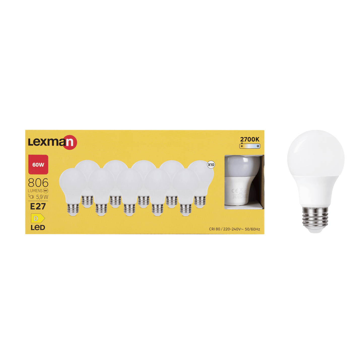 Bricocenter 10 E27 LED BULBS =60W DROP FROSTED WARM LIGHT