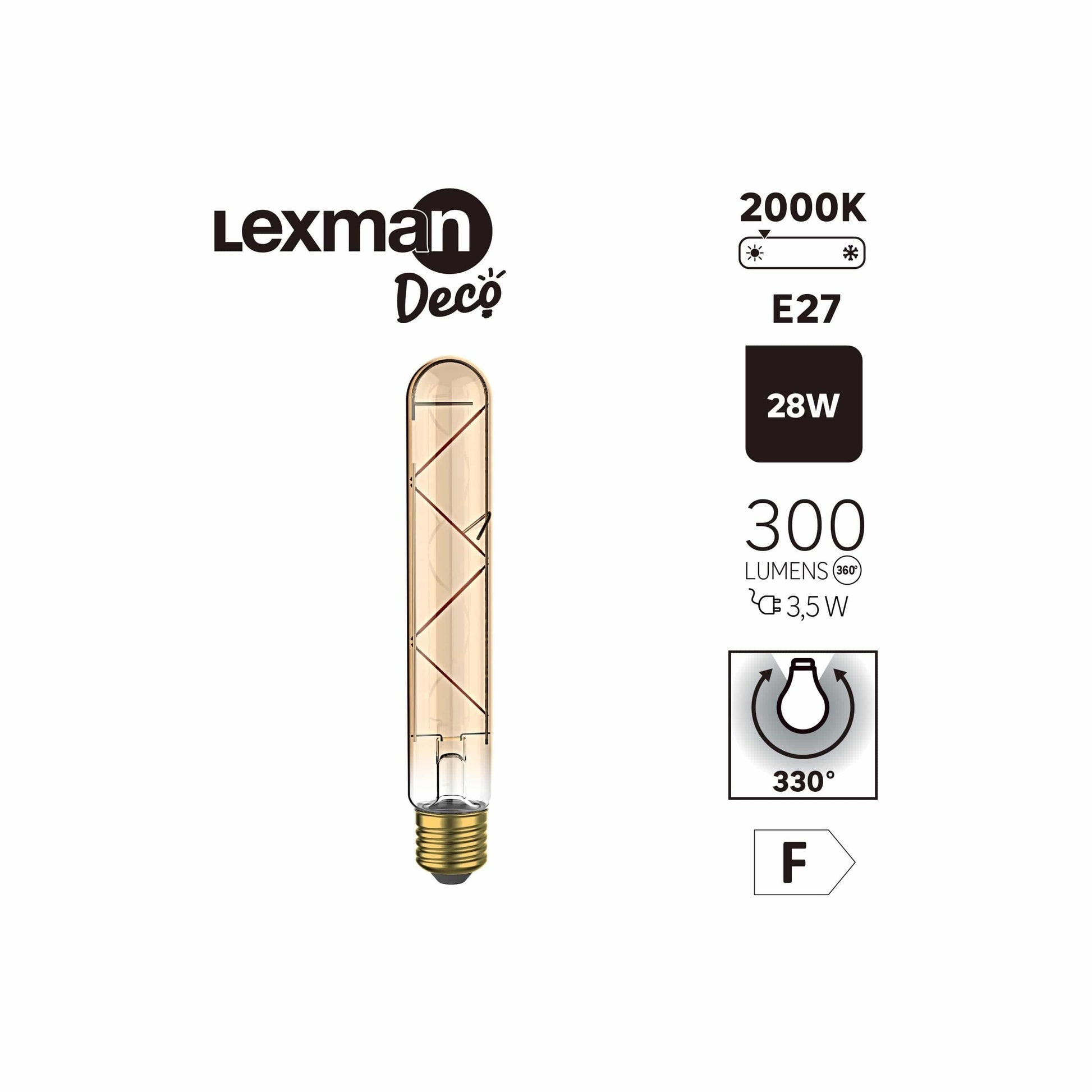 Bricocenter DECORATIVE LED BULB E27= 28W TUBULAR AMBER