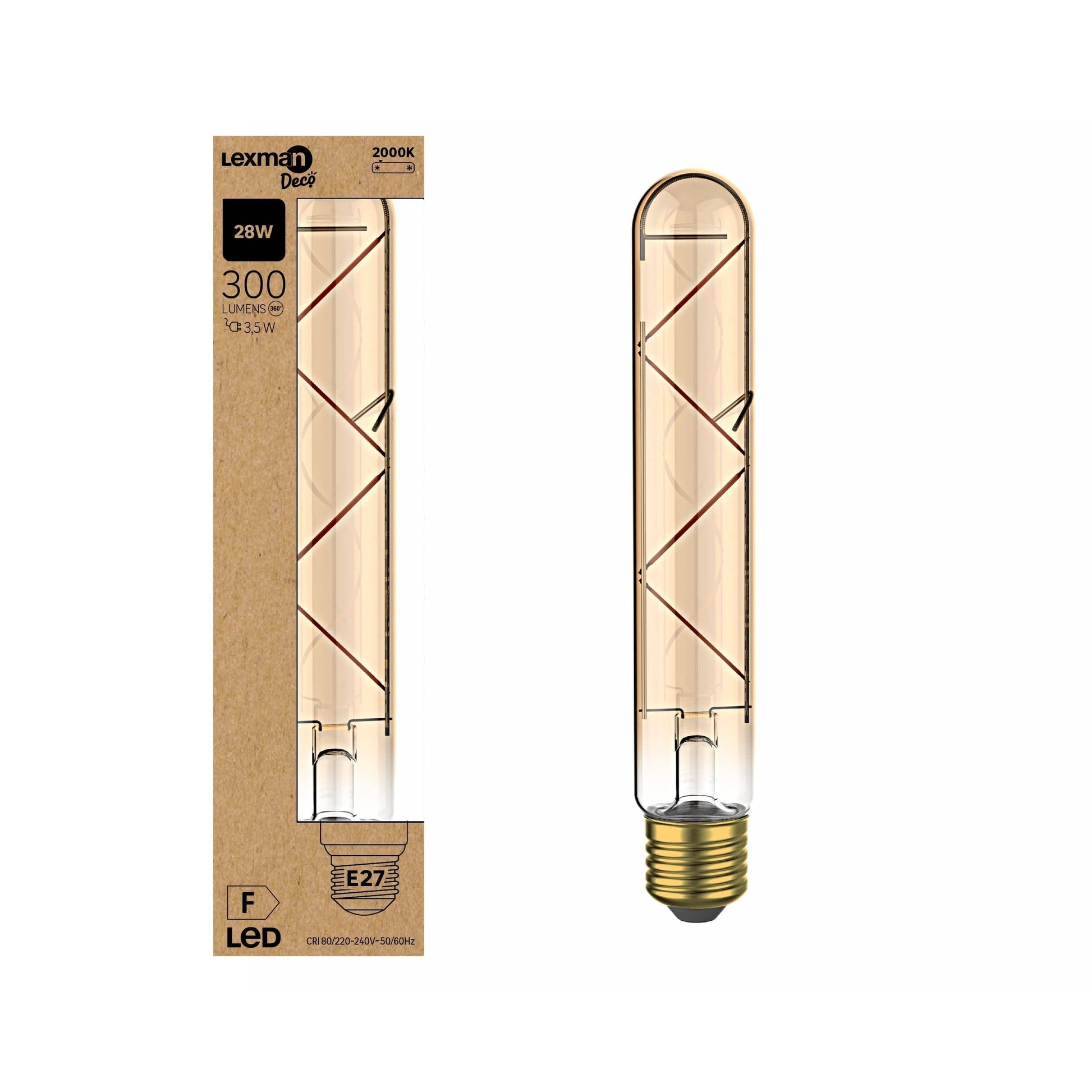 Bricocenter DECORATIVE LED BULB E27= 28W TUBULAR AMBER