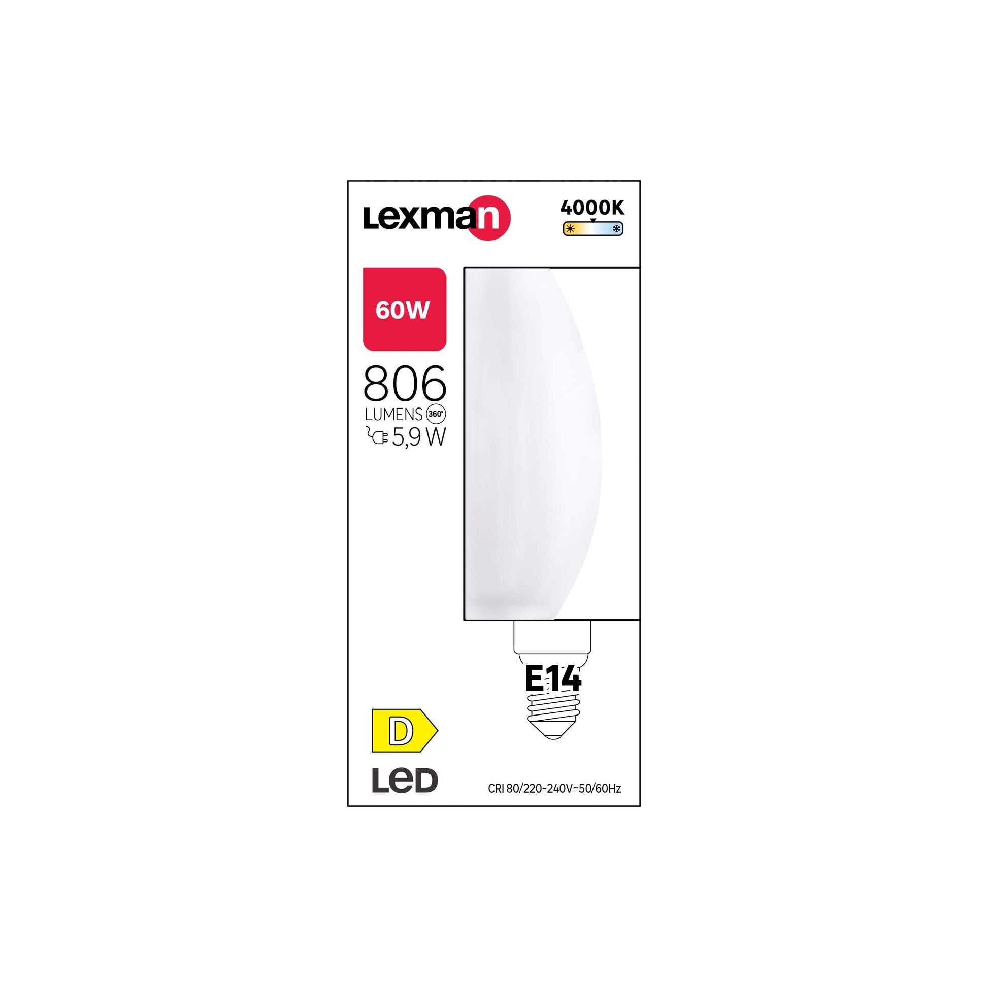 Bricocenter LED BULB E14=60W CANDLE FROSTED WARM LIGHT