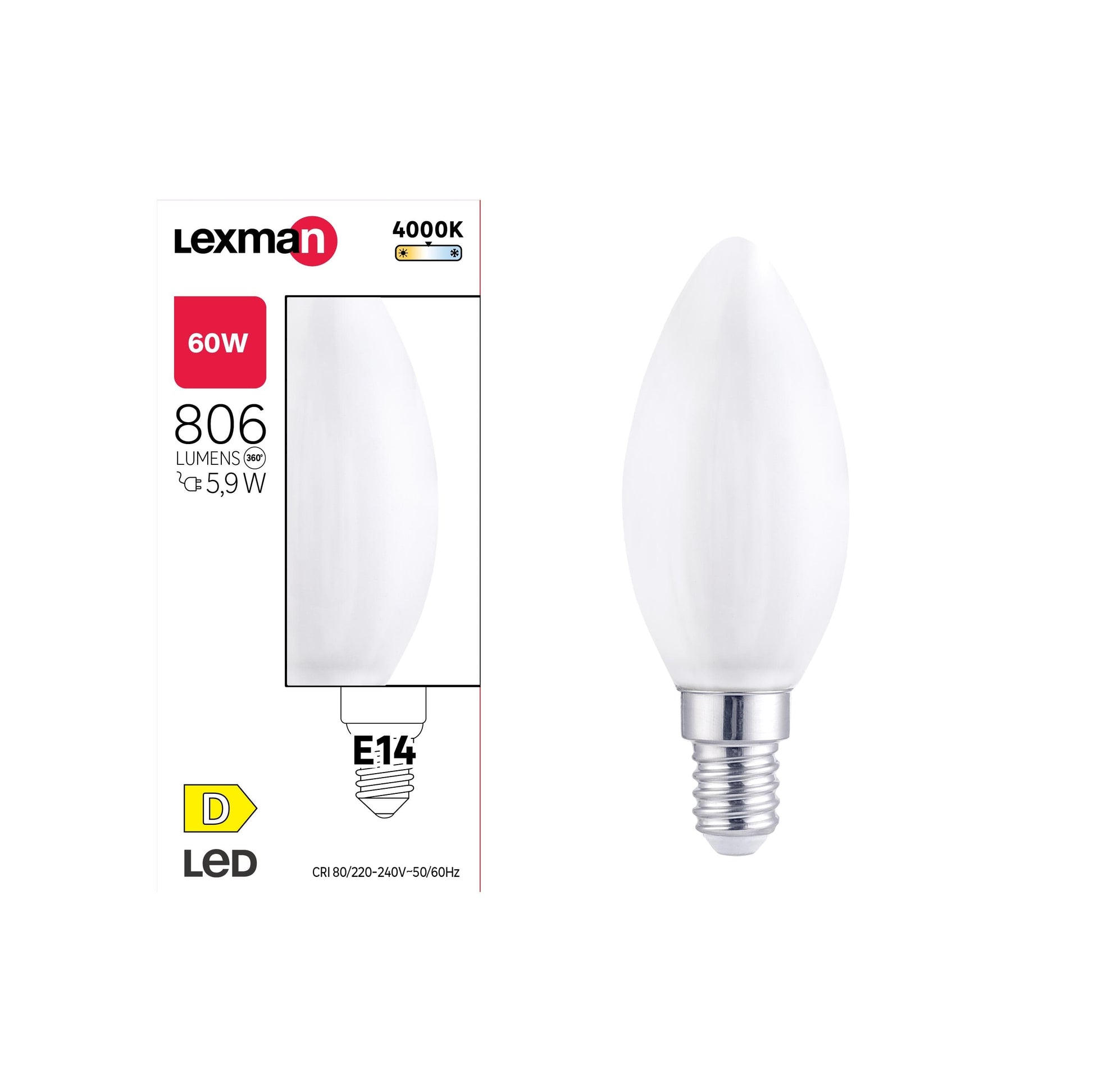 Bricocenter LED BULB E14=60W CANDLE FROSTED WARM LIGHT