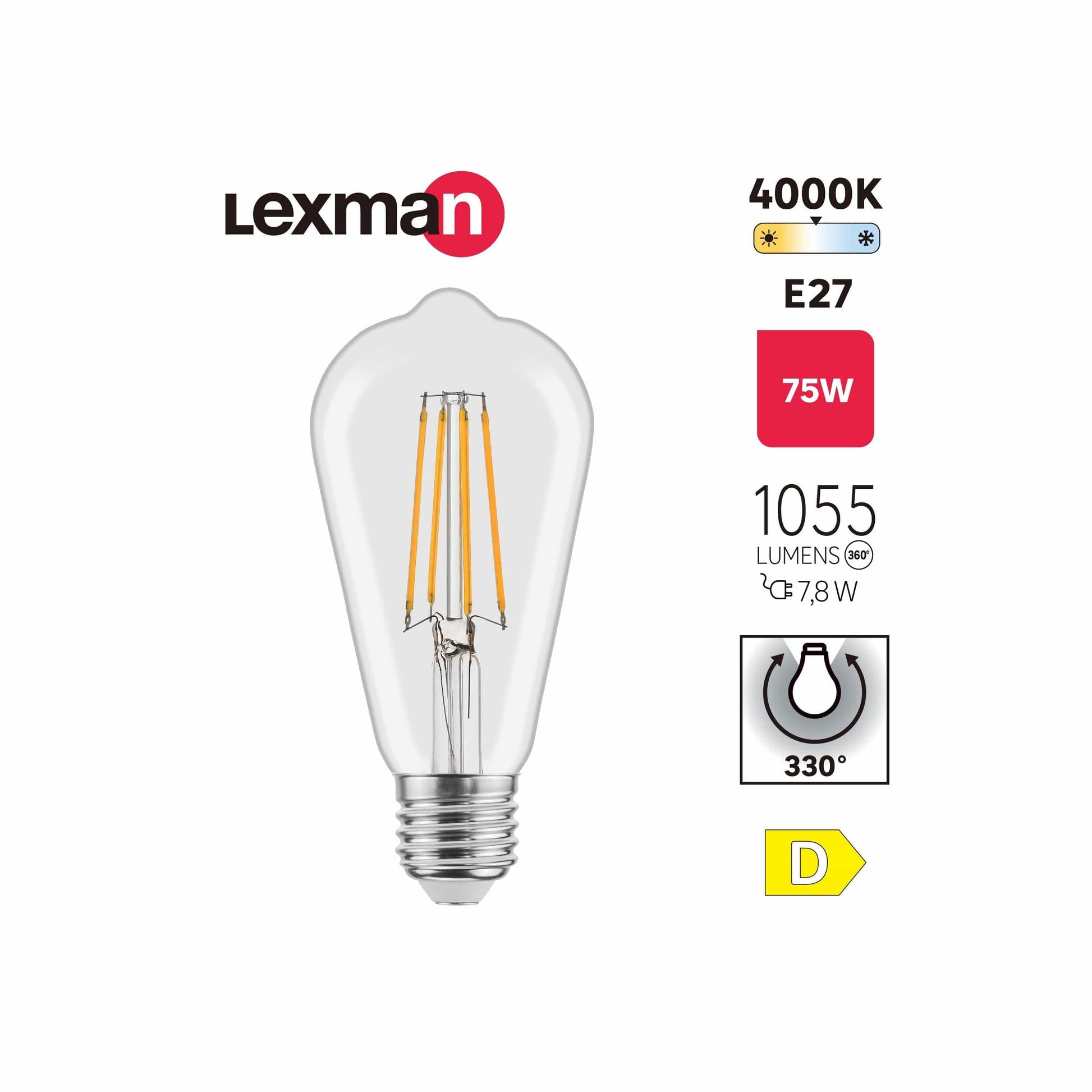 Bricocenter LED DECORATIVE BULB E27=75W CLEAR NATURAL LIGHT
