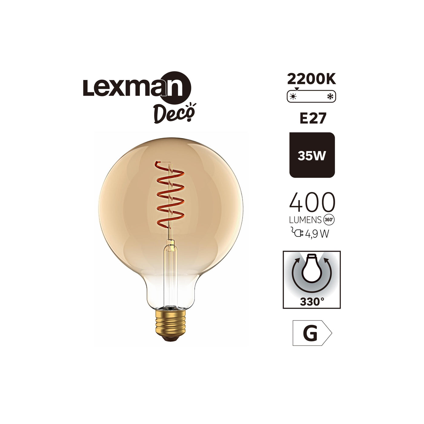 Bricocenter LED DECORATIVE BULB E27= 35W GLOBE LARGE AMBER
