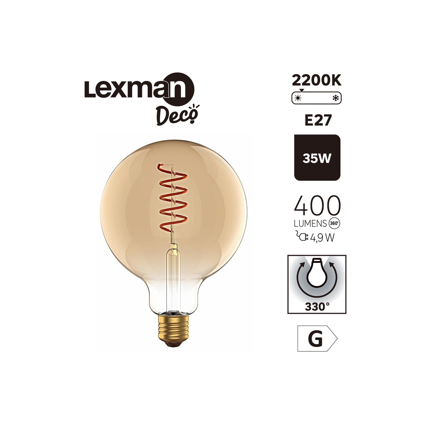 Bricocenter LED DECORATIVE BULB E27= 35W GLOBE LARGE AMBER