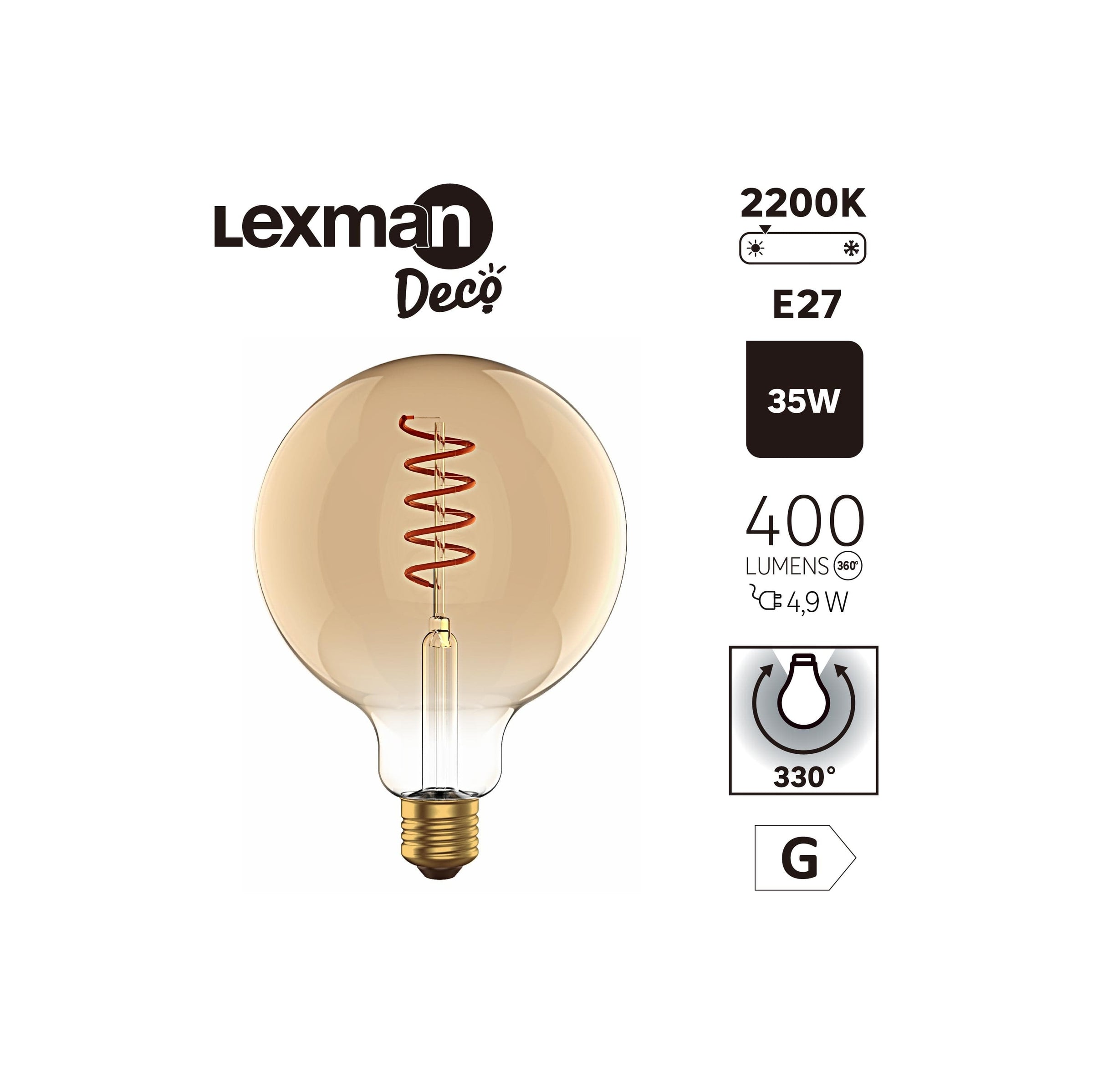 Bricocenter LED DECORATIVE BULB E27= 35W GLOBE LARGE AMBER
