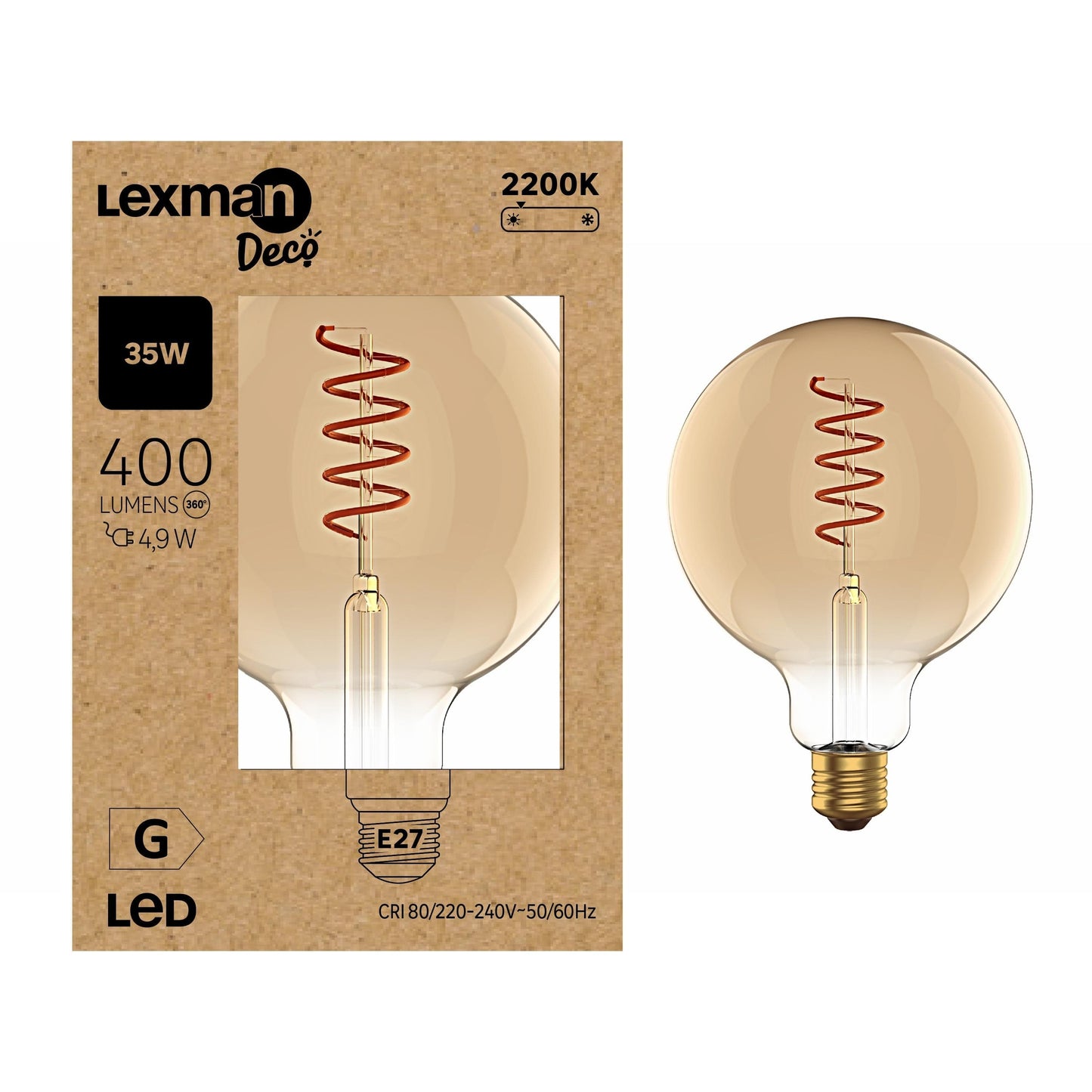 Bricocenter LED DECORATIVE BULB E27= 35W GLOBE LARGE AMBER