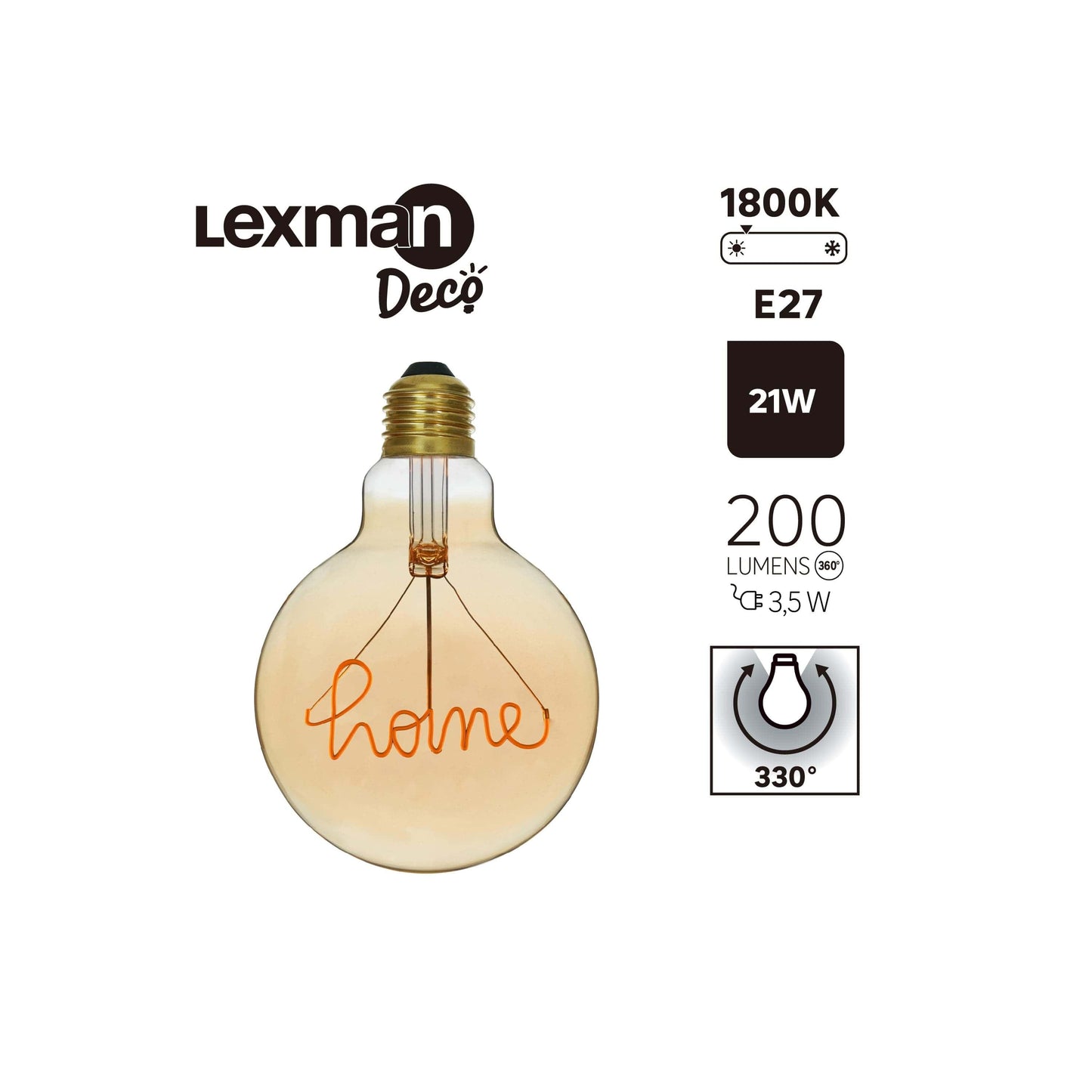 Bricocenter DECORATIVE HOME LED BULB E27=21W GLOBE G125 AMBER WARM LIGHT