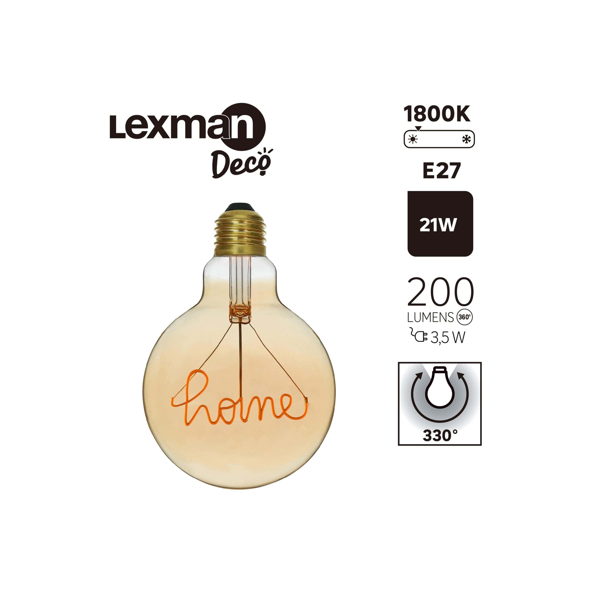 Bricocenter DECORATIVE HOME LED BULB E27=21W GLOBE G125 AMBER WARM LIGHT