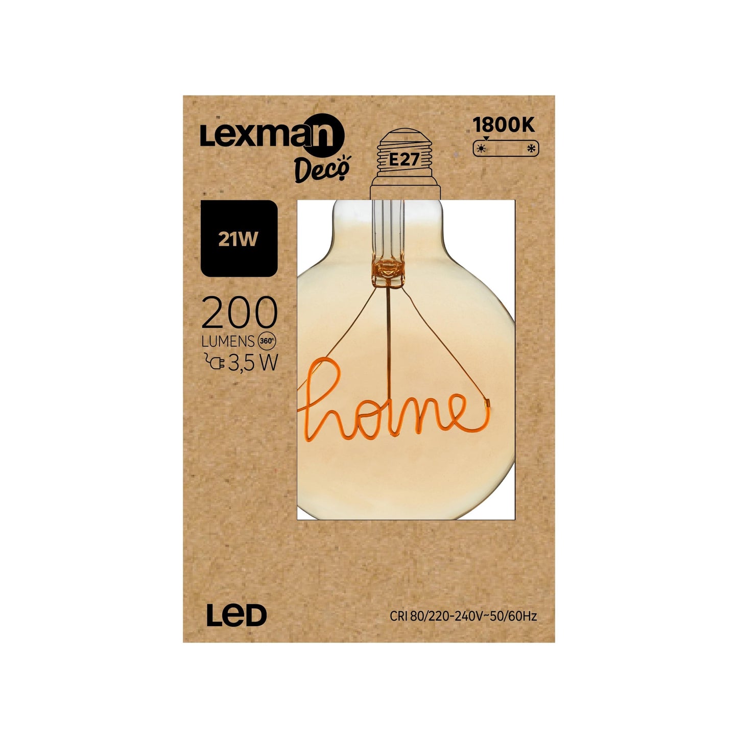 Bricocenter DECORATIVE HOME LED BULB E27=21W GLOBE G125 AMBER WARM LIGHT