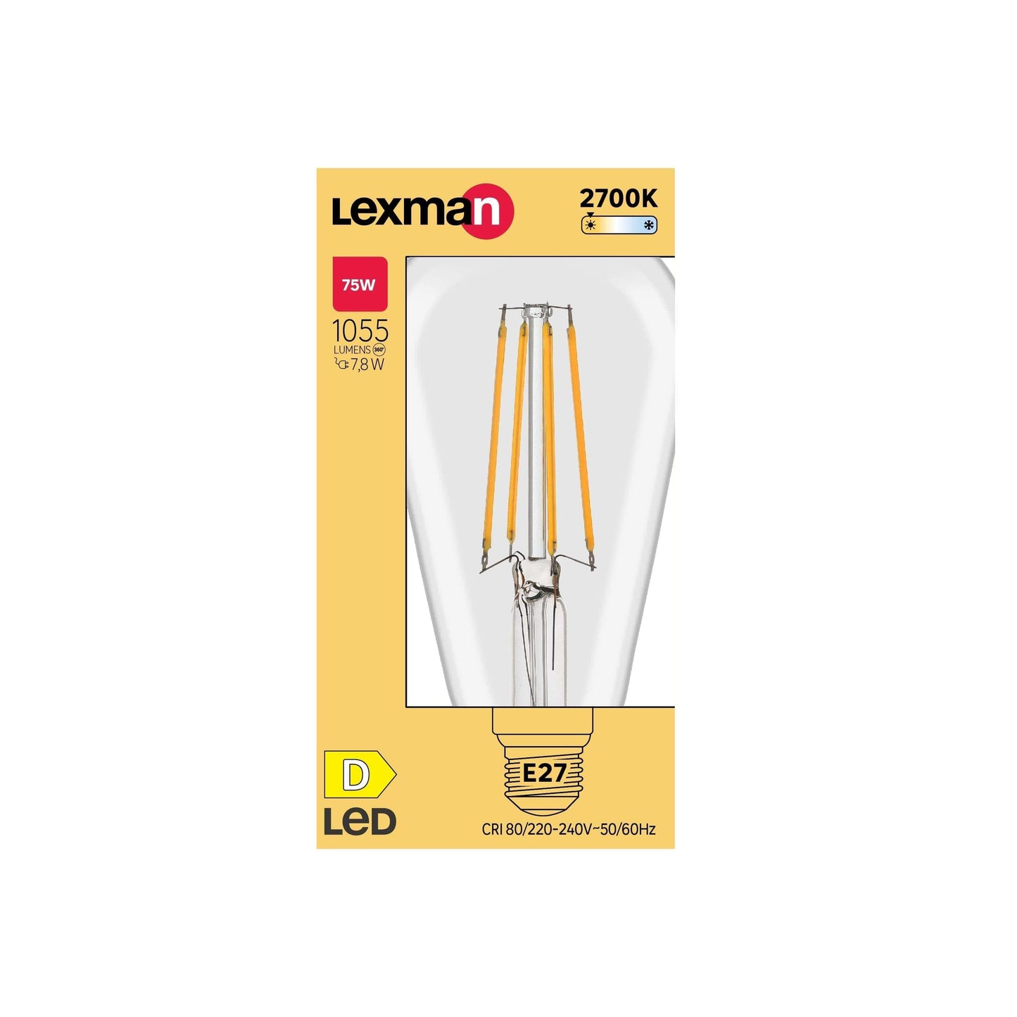 Bricocenter LED DECORATIVE BULB E27=75W TRANSPARENT WARM LIGHT