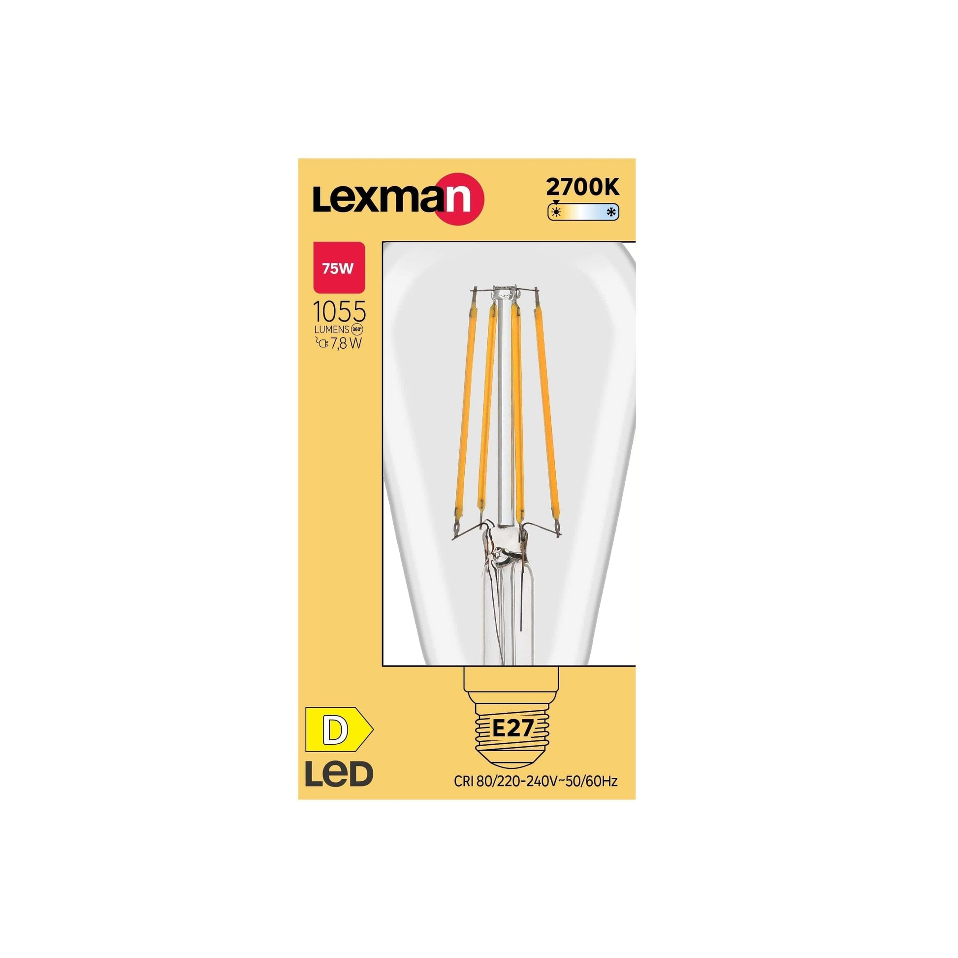 Bricocenter LED DECORATIVE BULB E27=75W TRANSPARENT WARM LIGHT