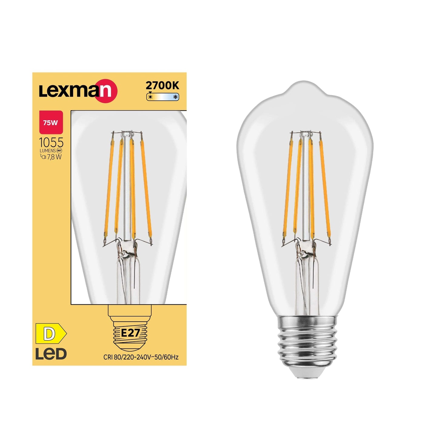 Bricocenter LED DECORATIVE BULB E27=75W TRANSPARENT WARM LIGHT
