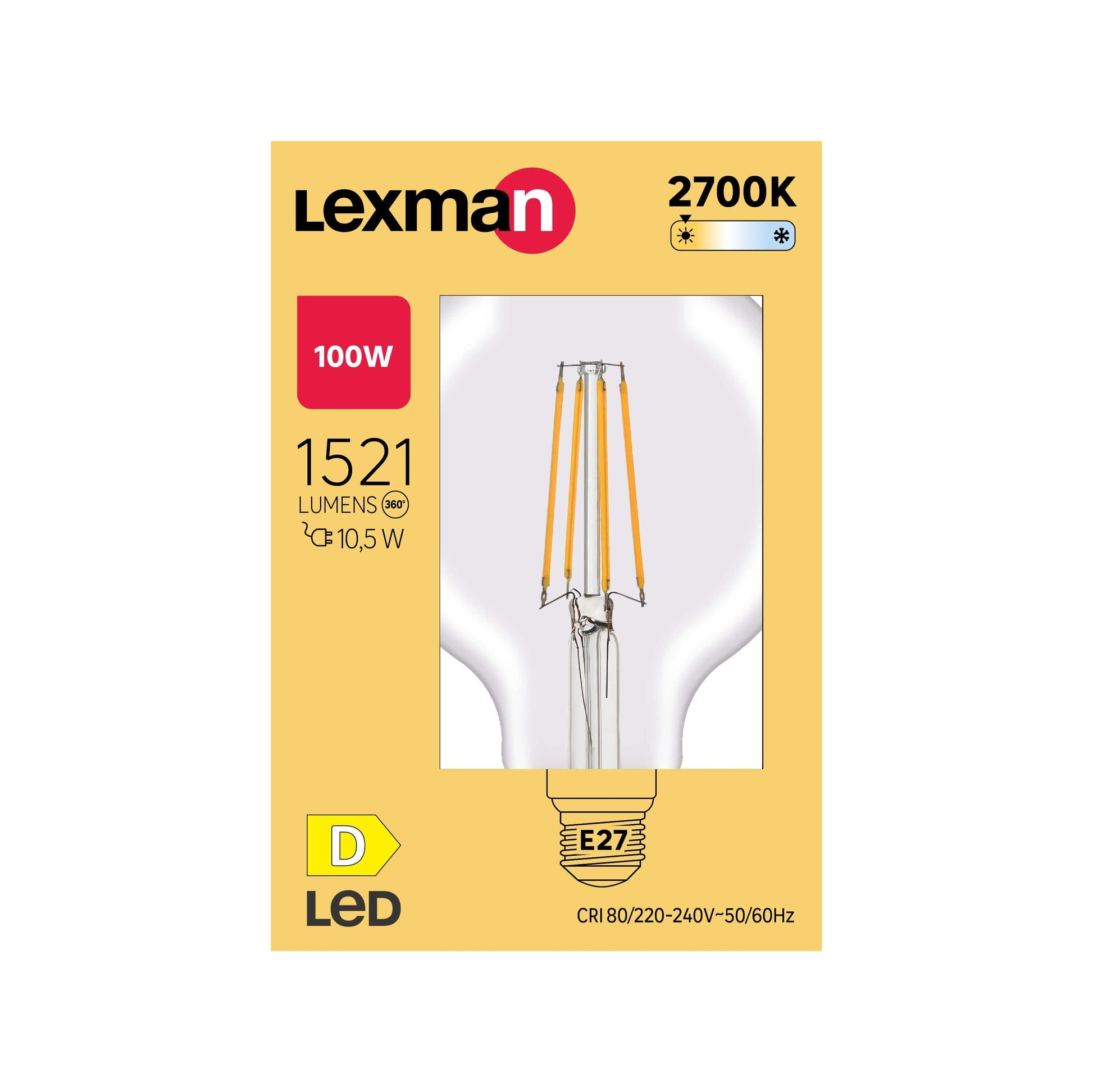 Bricocenter LED BULB E27=100W GLOBE LARGE TRANSPARENT WARM LIGHT