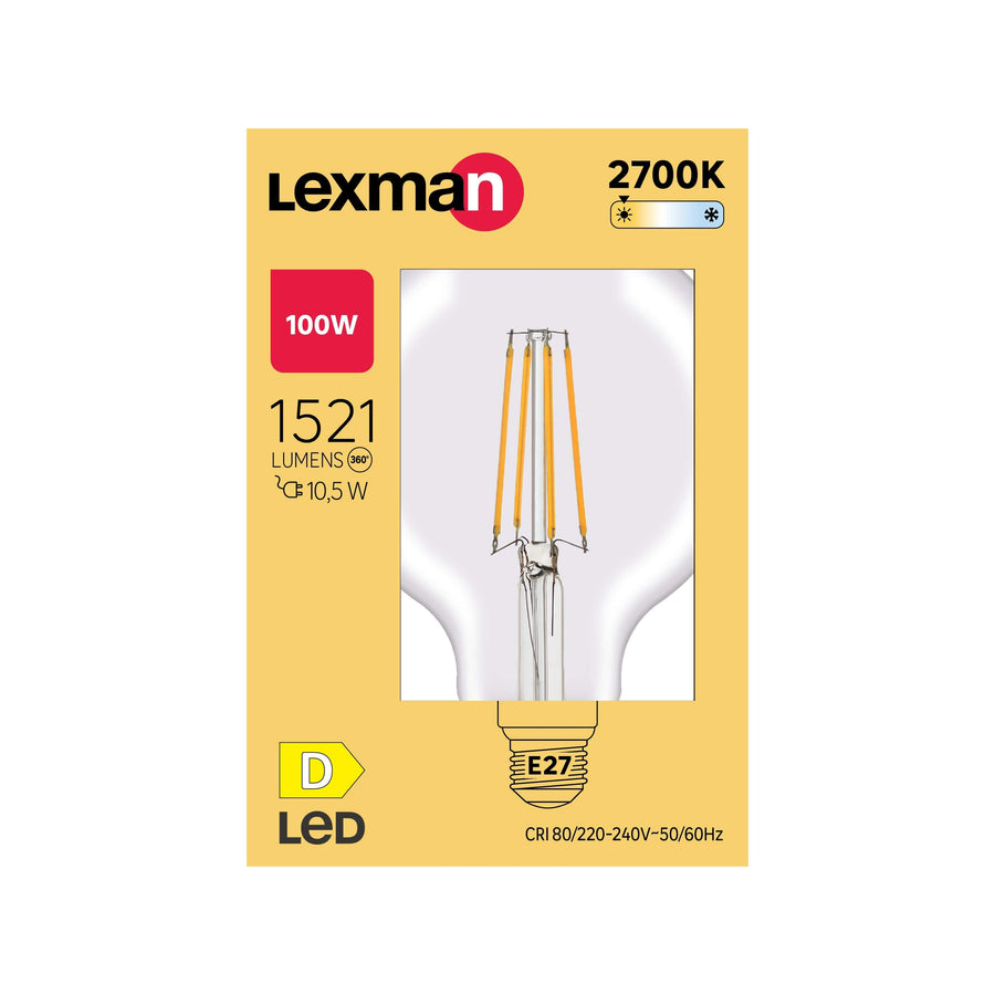 Bricocenter LED BULB E27=100W GLOBE LARGE TRANSPARENT WARM LIGHT