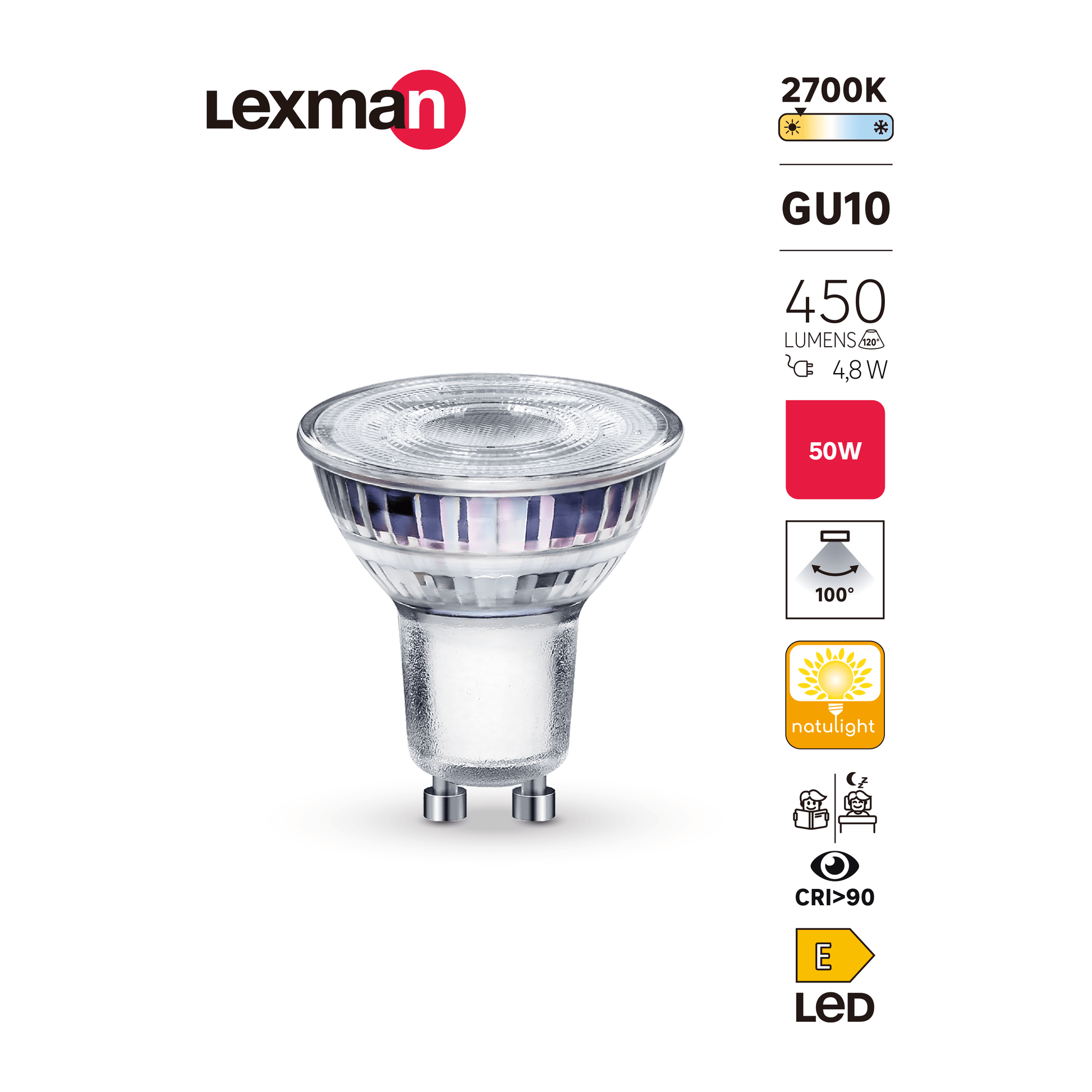 Bricocenter NATULIGHT LED BULB GU10=50W CLEAR WARM LIGHT