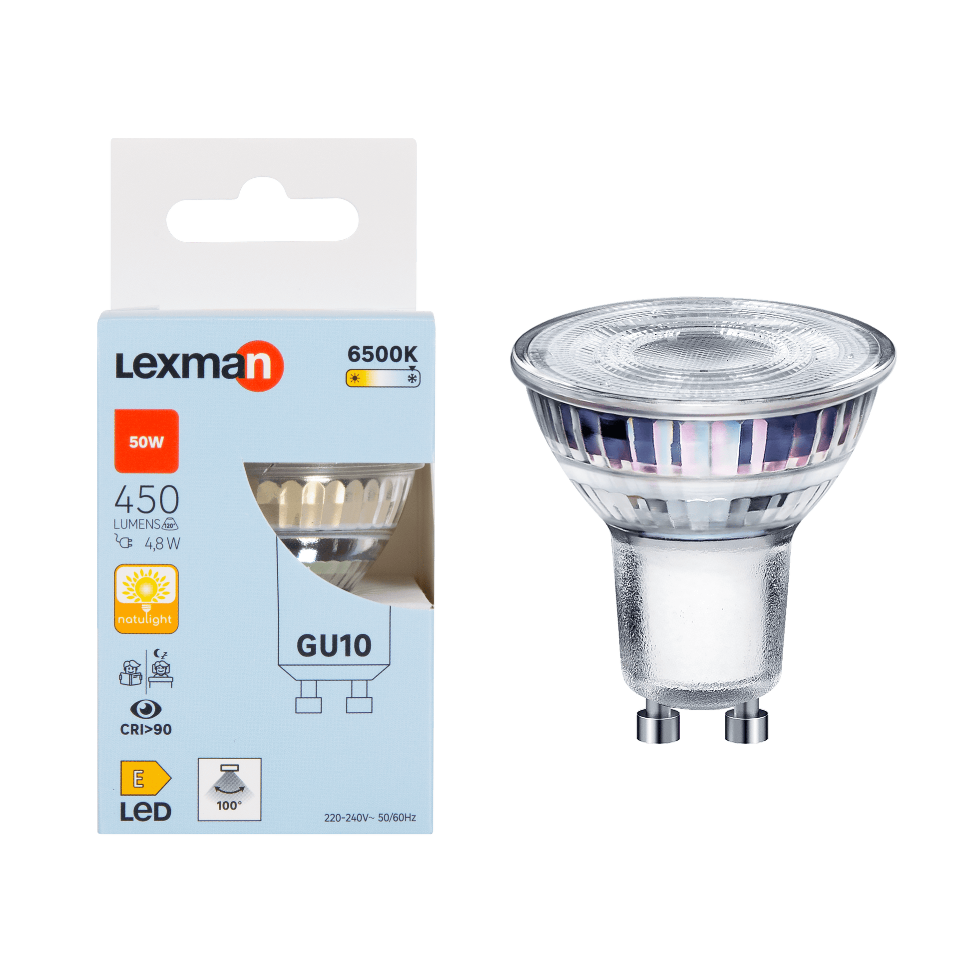 Bricocenter NATULIGHT LED BULB GU10=50W TRANSPARENT COLD LIGHT