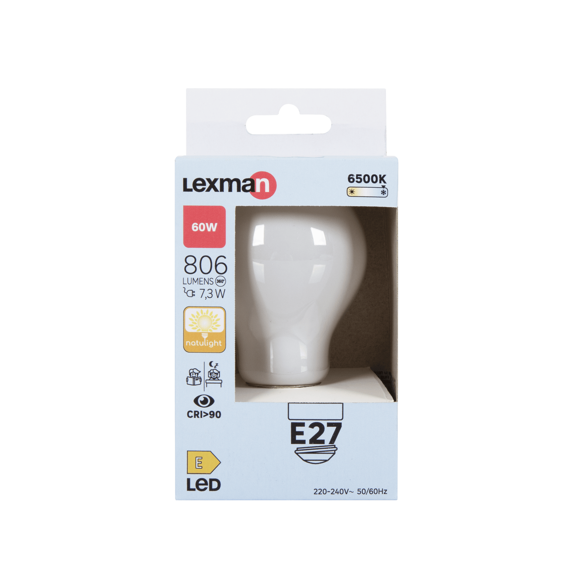 Bricocenter NATULIGHT LED BULB E27=60W FROSTED DROP COLD LIGHT