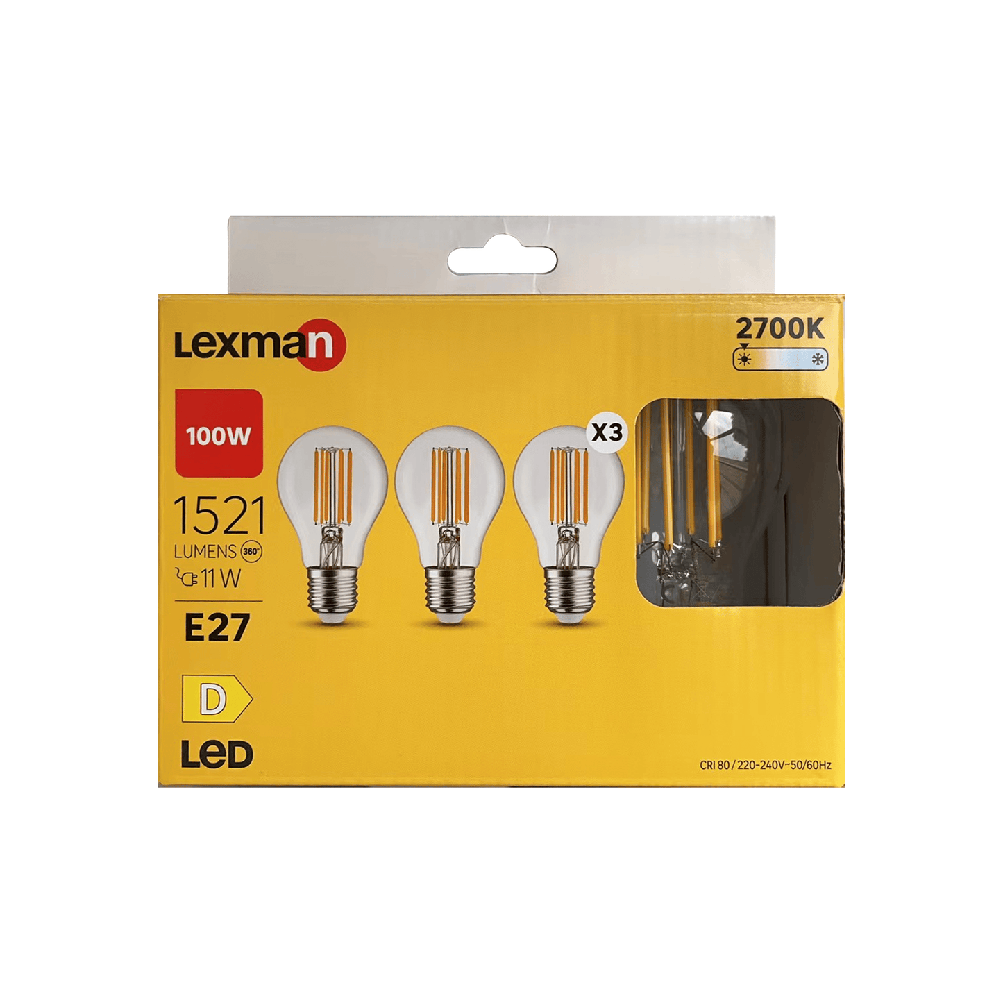 Bricocenter 3 LED BULBS E27= 100W DROP TRANSPARENT WARM LIGHT