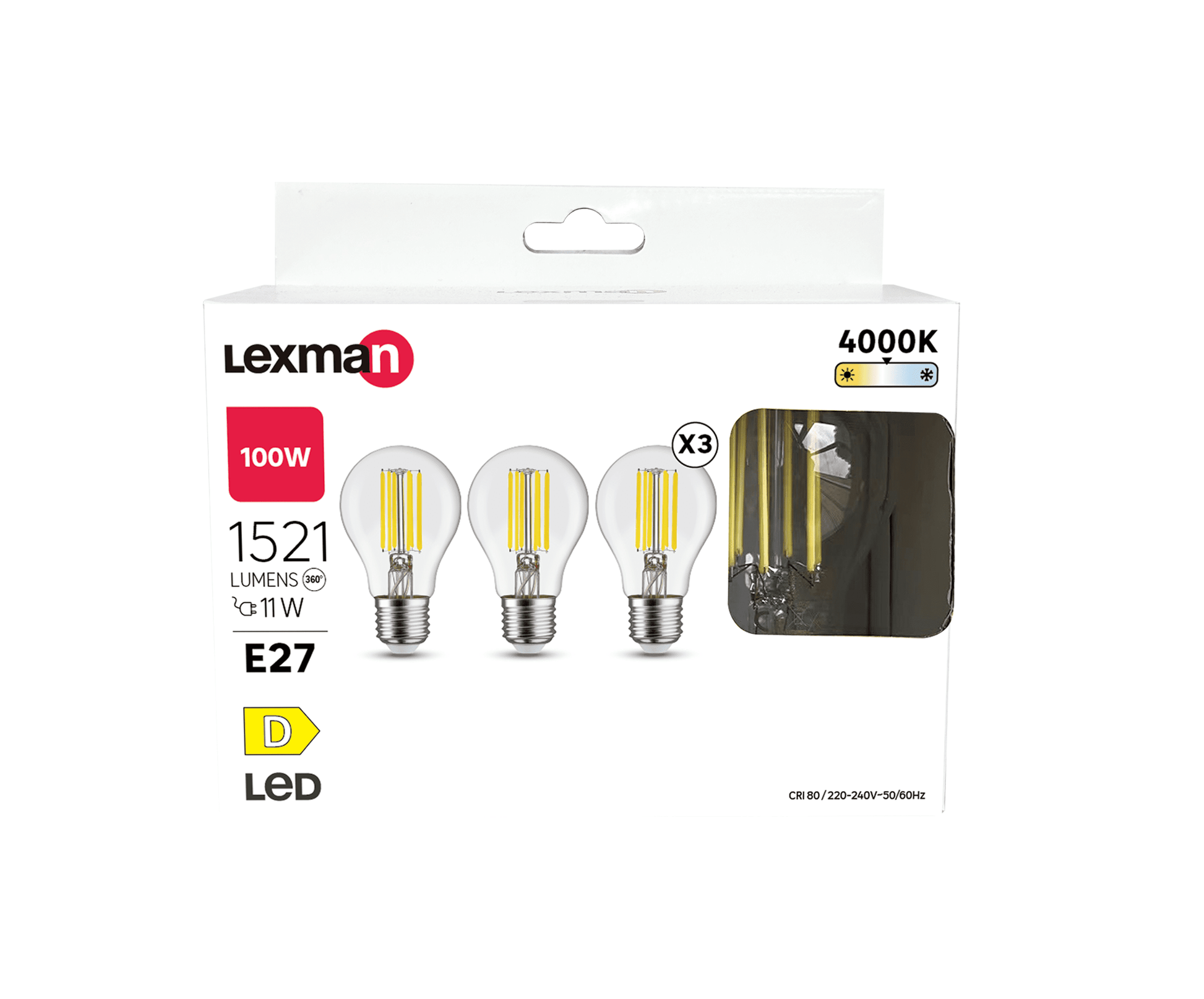 3 LED BULBS E27=100W DROP TRANSPARENT NATURAL LIGHT - best price from Maltashopper.com BR420007797