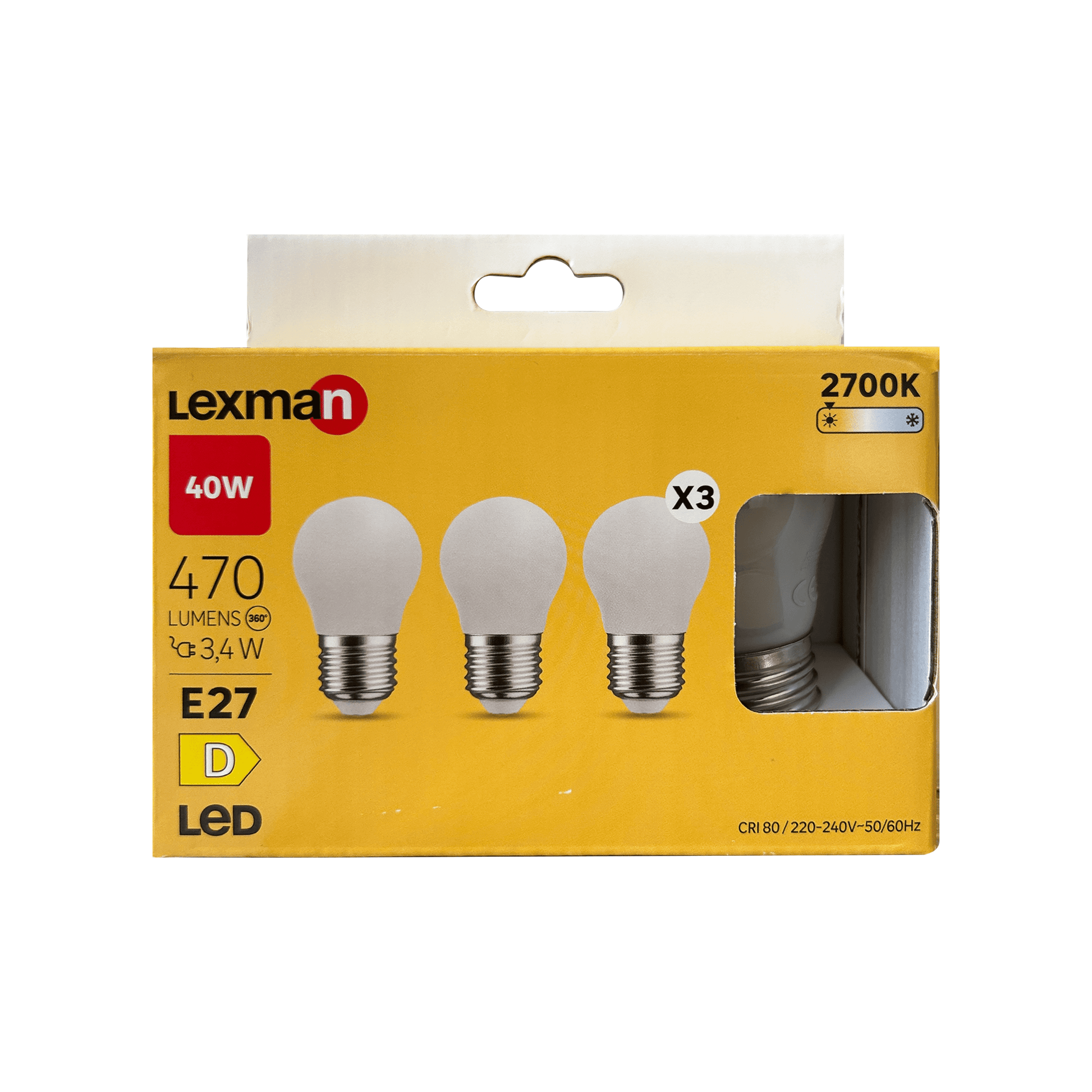 Bricocenter 3 LED BULBS E27=40W SPHERE SMARIGLIATA WARM LIGHT