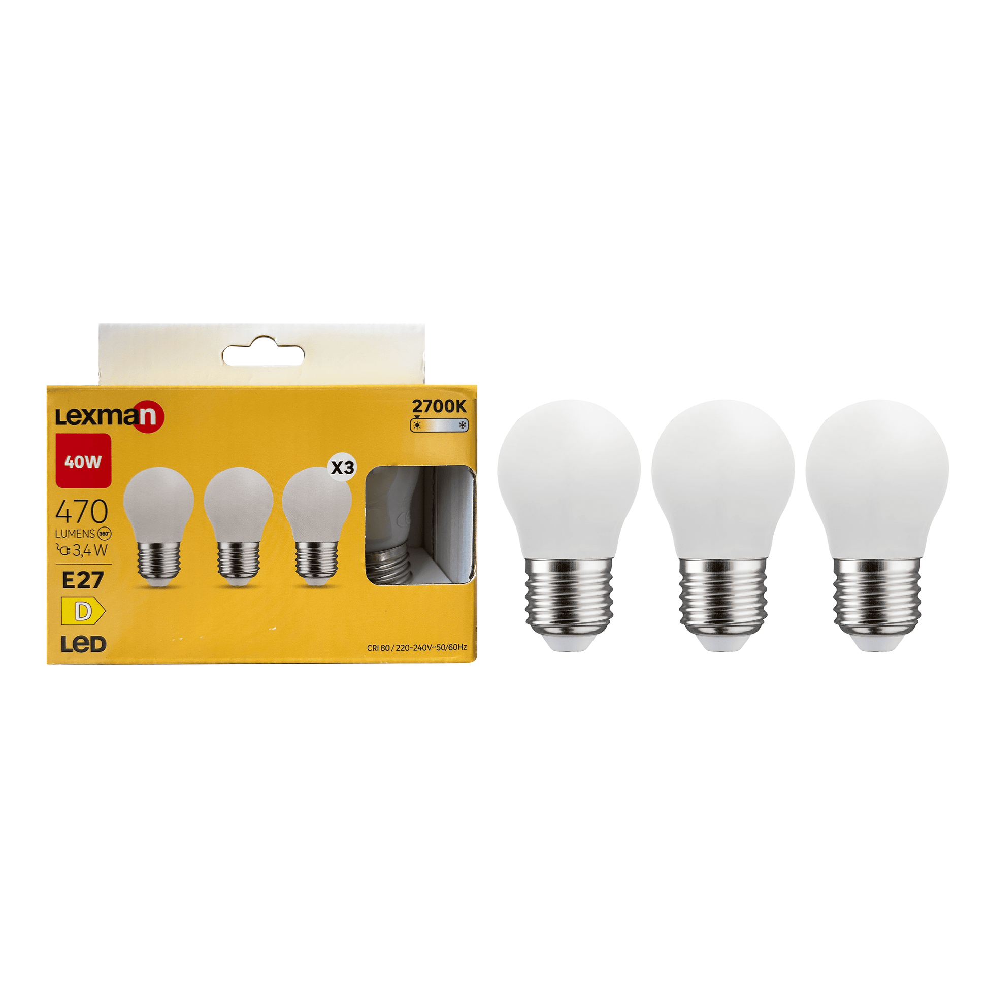 Bricocenter 3 LED BULBS E27=40W SPHERE SMARIGLIATA WARM LIGHT