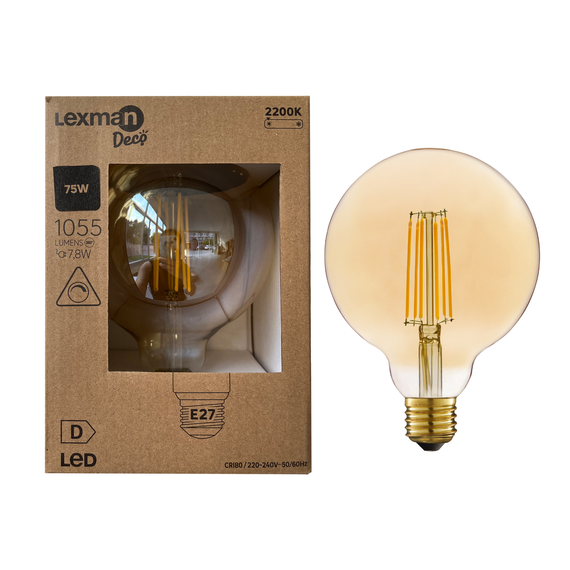 DECORATIVE LED BULB E27= 75W GLOBE LARGE AMBER DIMMABLE - best price from Maltashopper.com BR420007094