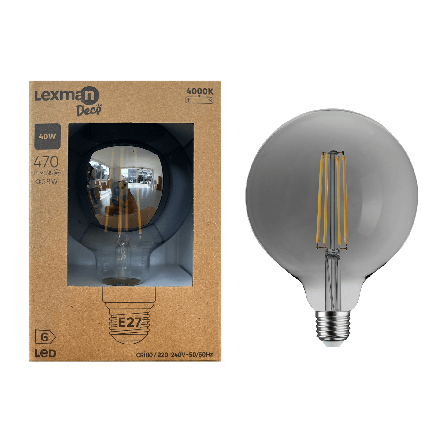 Bricocenter LED DECORATIVE BULB E27=40W GLOBE SMALL FUME NATURAL LIGHT