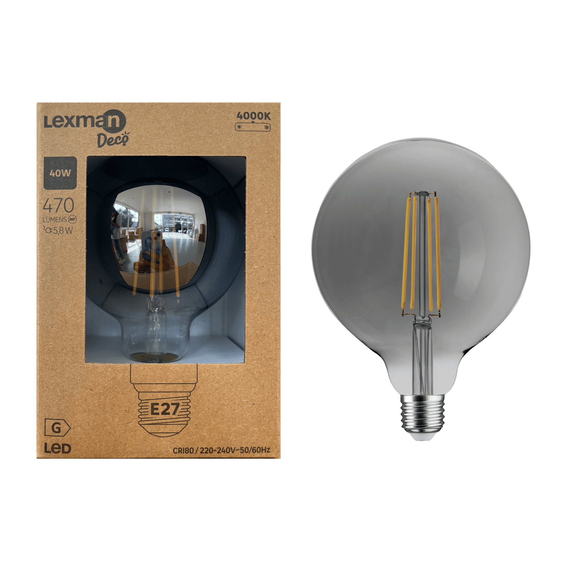 Bricocenter LED DECORATIVE BULB E27=40W GLOBE SMALL FUME NATURAL LIGHT