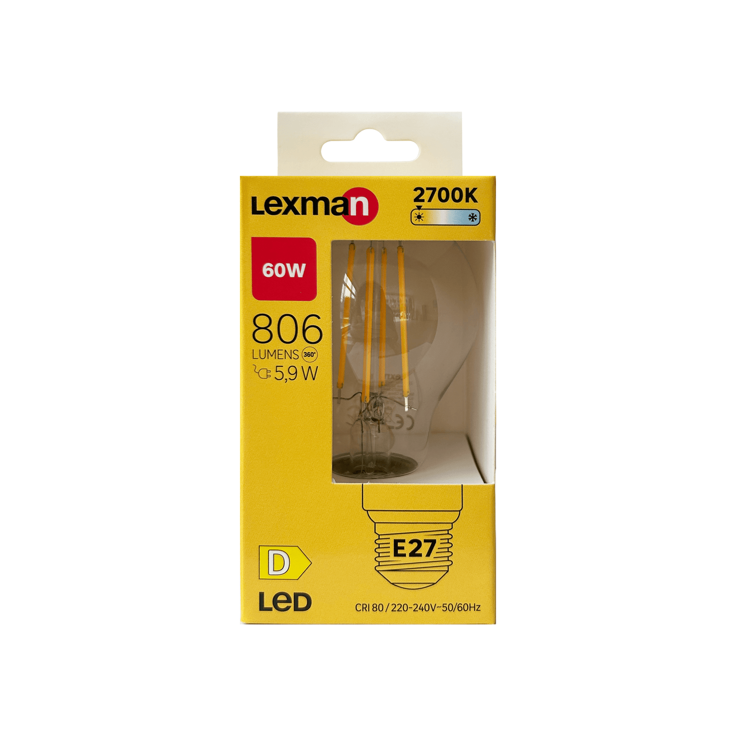 Bricocenter LED BULB E27=60W DROP TRANSPARENT WARM LIGHT