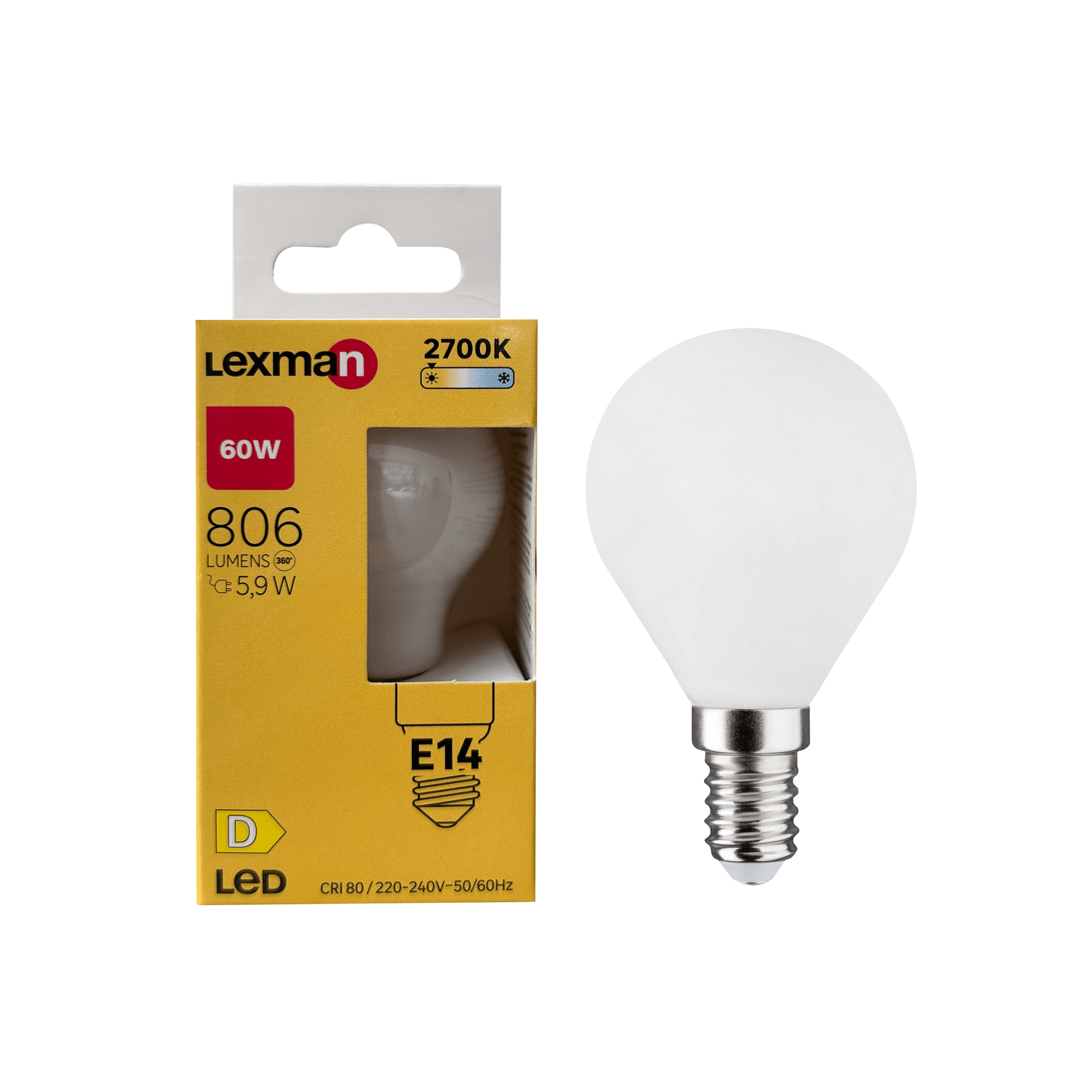 Bricocenter LED BULB E14=60W FROSTED SPHERE WARM LIGHT