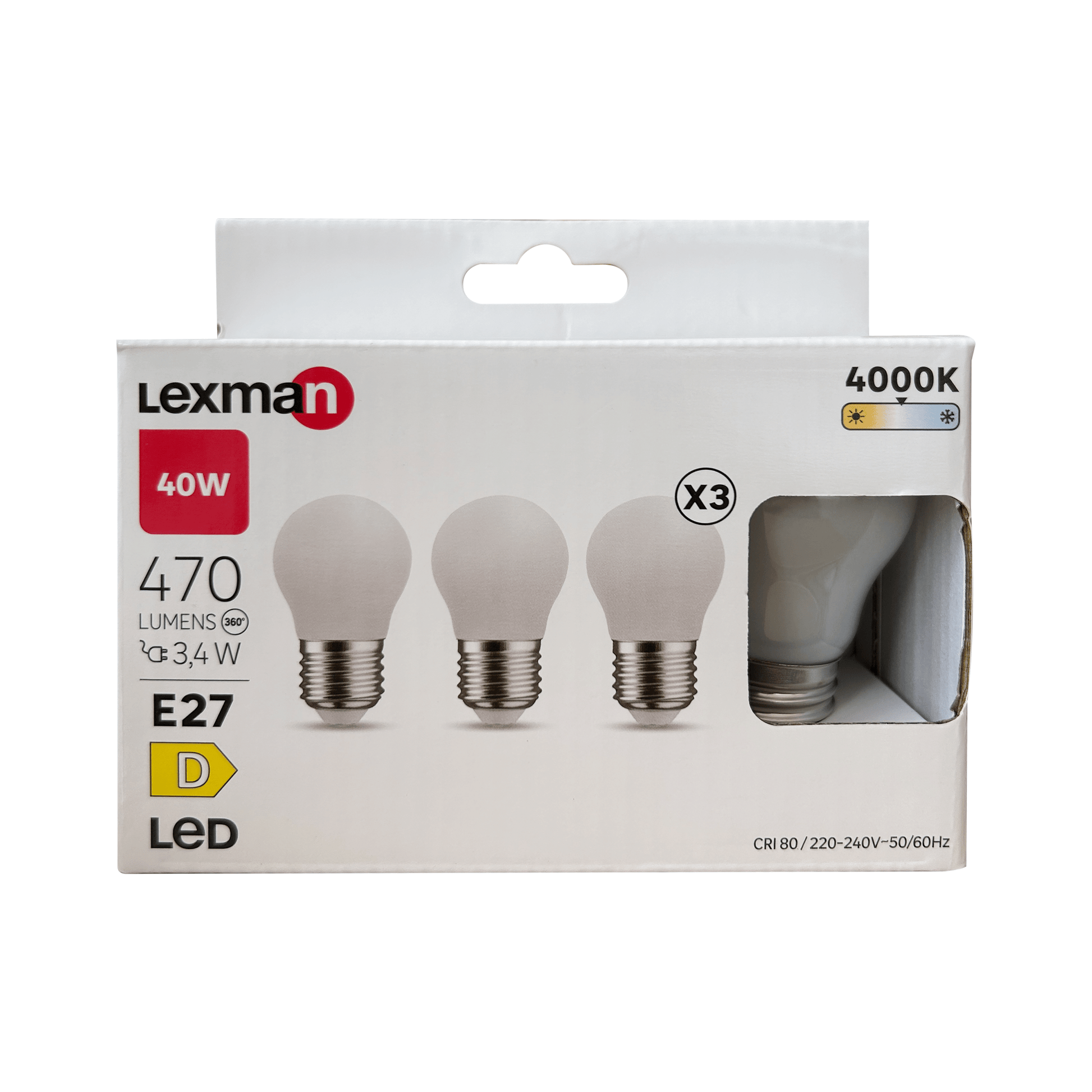 Bricocenter 3 LED BULBS E27=40W FROSTED SPHERE NATURAL LIGHT