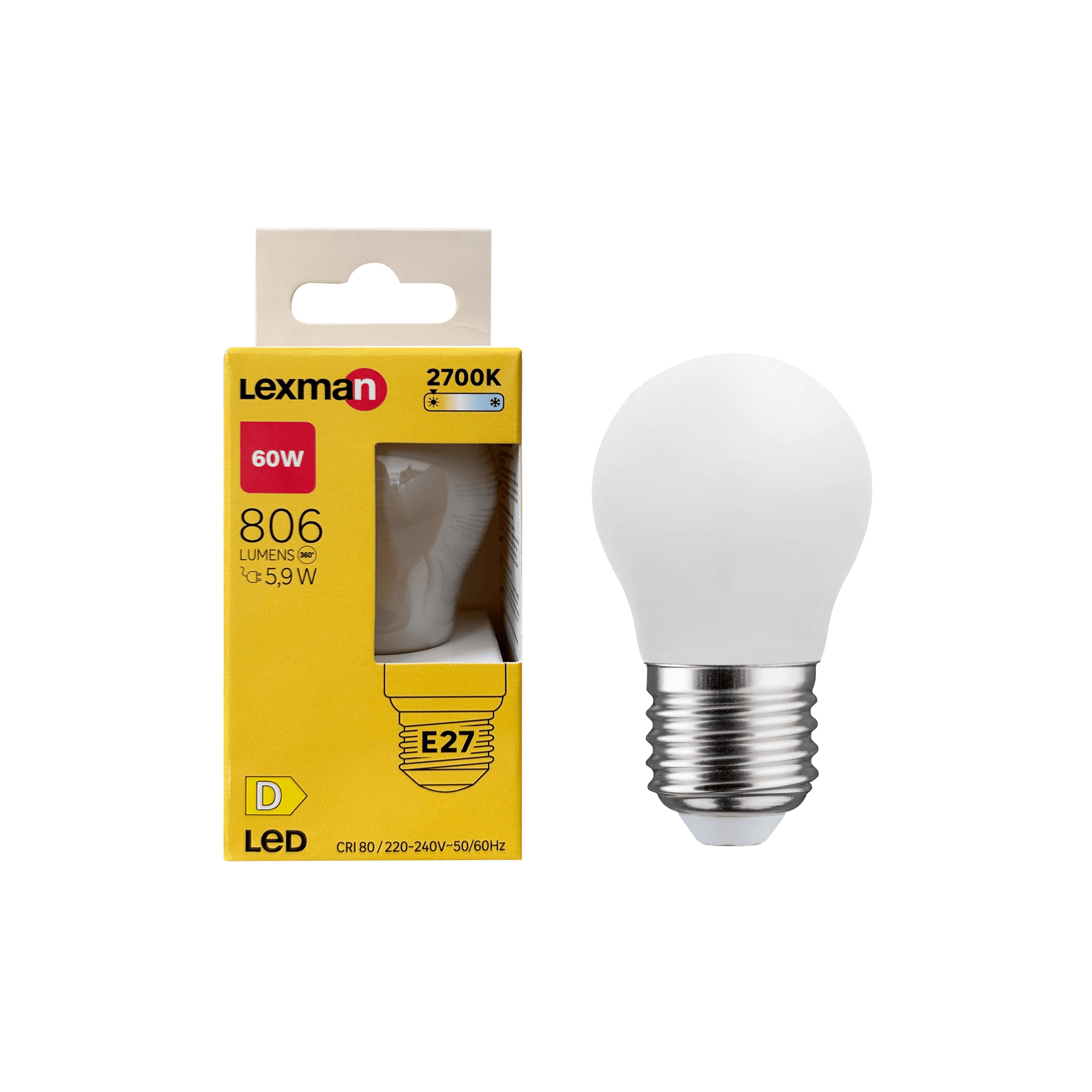 Bricocenter LED BULB E27=60W FROSTED SPHERE WARM LIGHT