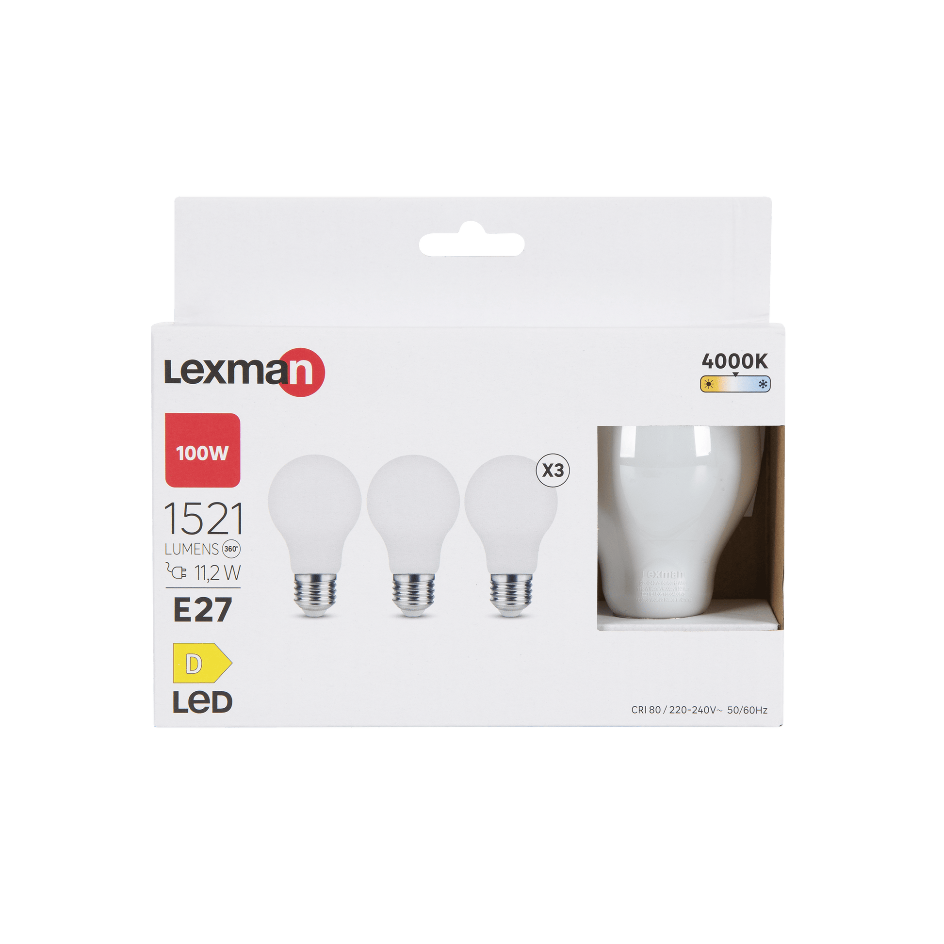 Bricocenter 3 LED BULBS E27=100W FROSTED DROP NATURAL LIGHT