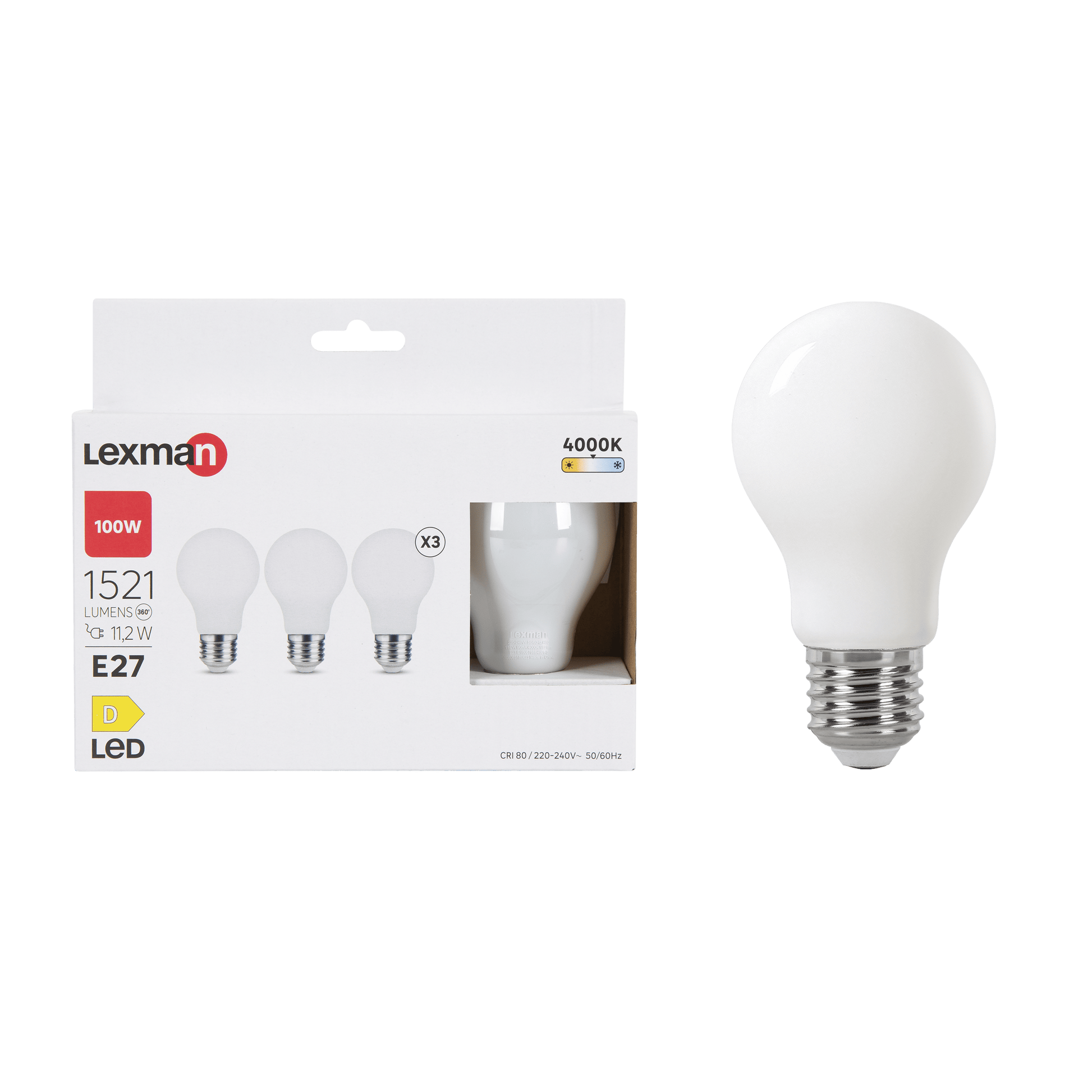 Bricocenter 3 LED BULBS E27=100W FROSTED DROP NATURAL LIGHT
