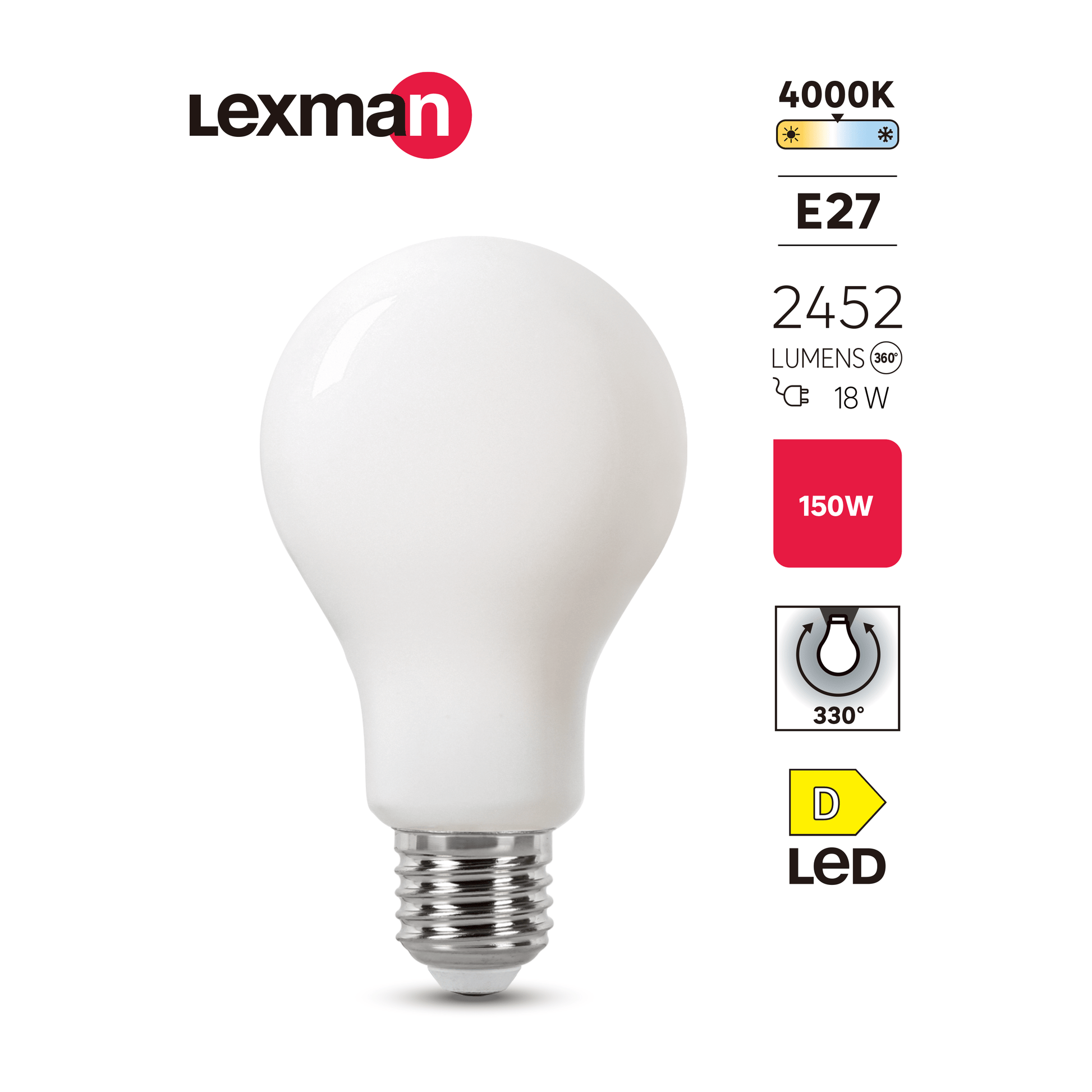 Bricocenter LED BULB E27=150W FROSTED DROP NATURAL LIGHT