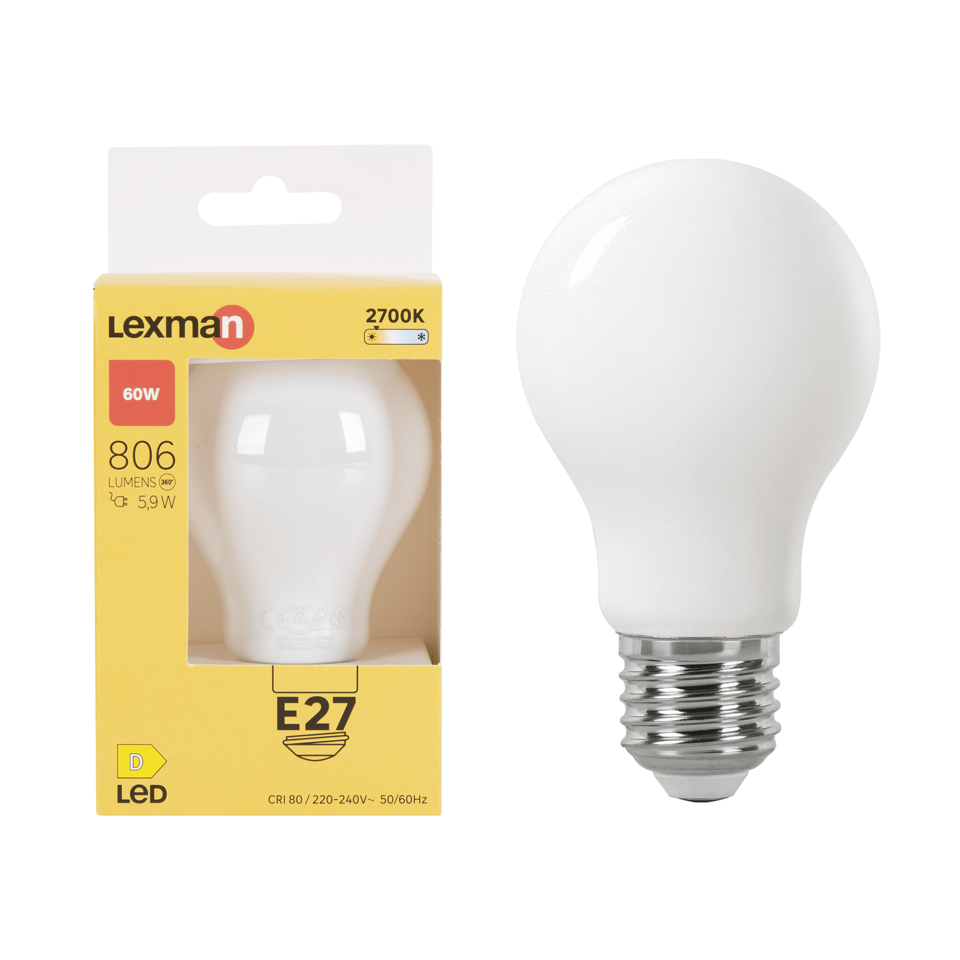 Bricocenter LED BULB E27=60W DROP FROSTED WARM LIGHT