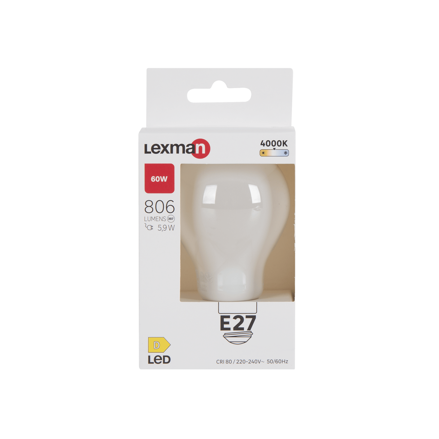 Bricocenter LED BULB E27=60W FROSTED DROP NATURAL LIGHT