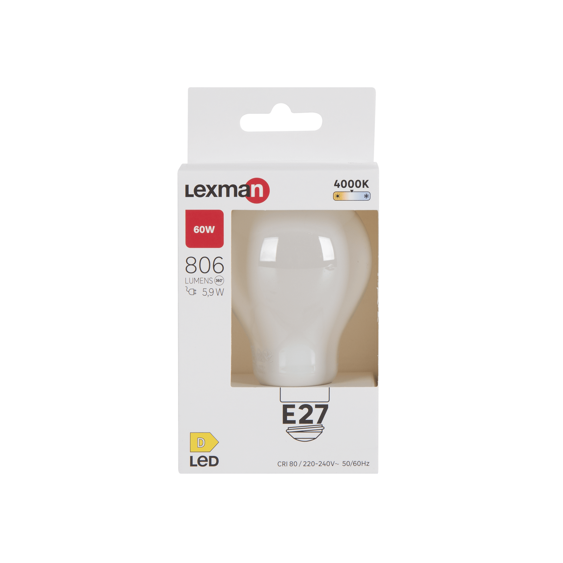 Bricocenter LED BULB E27=60W FROSTED DROP NATURAL LIGHT