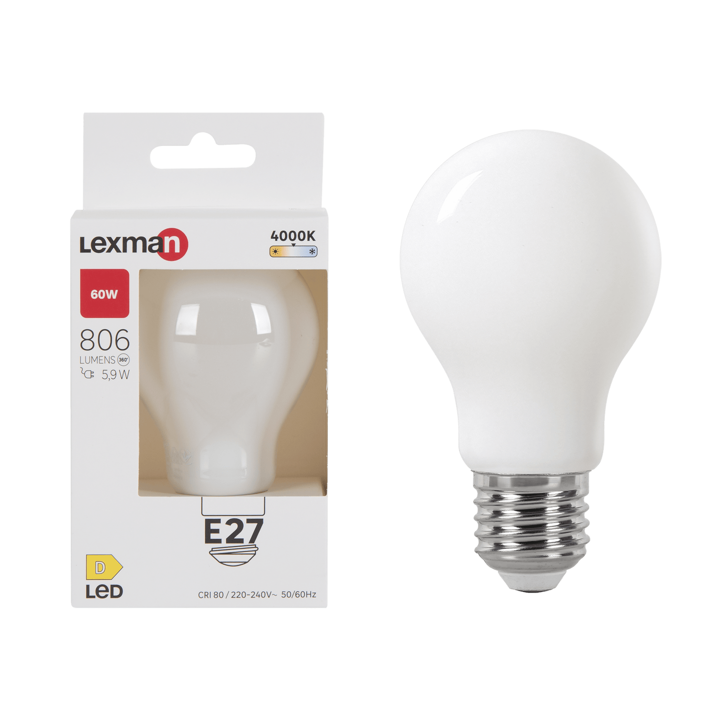 Bricocenter LED BULB E27=60W FROSTED DROP NATURAL LIGHT
