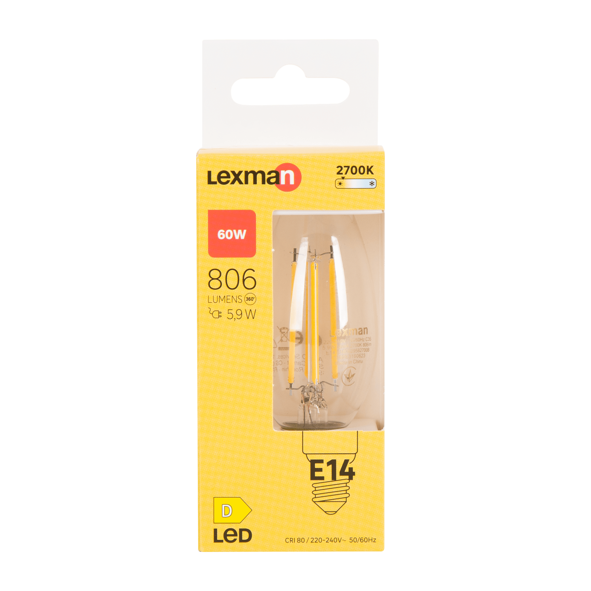 Bricocenter LED BULB E14=60W CANDLE CLEAR WARM LIGHT