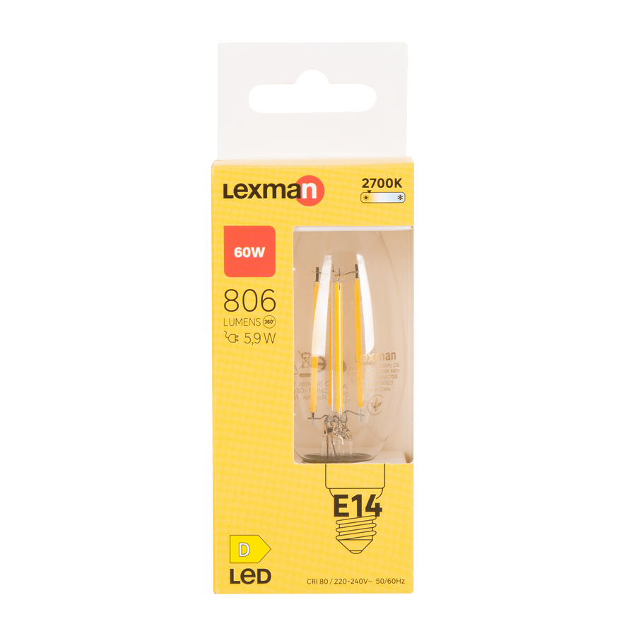 Bricocenter LED BULB E14=60W CANDLE CLEAR WARM LIGHT