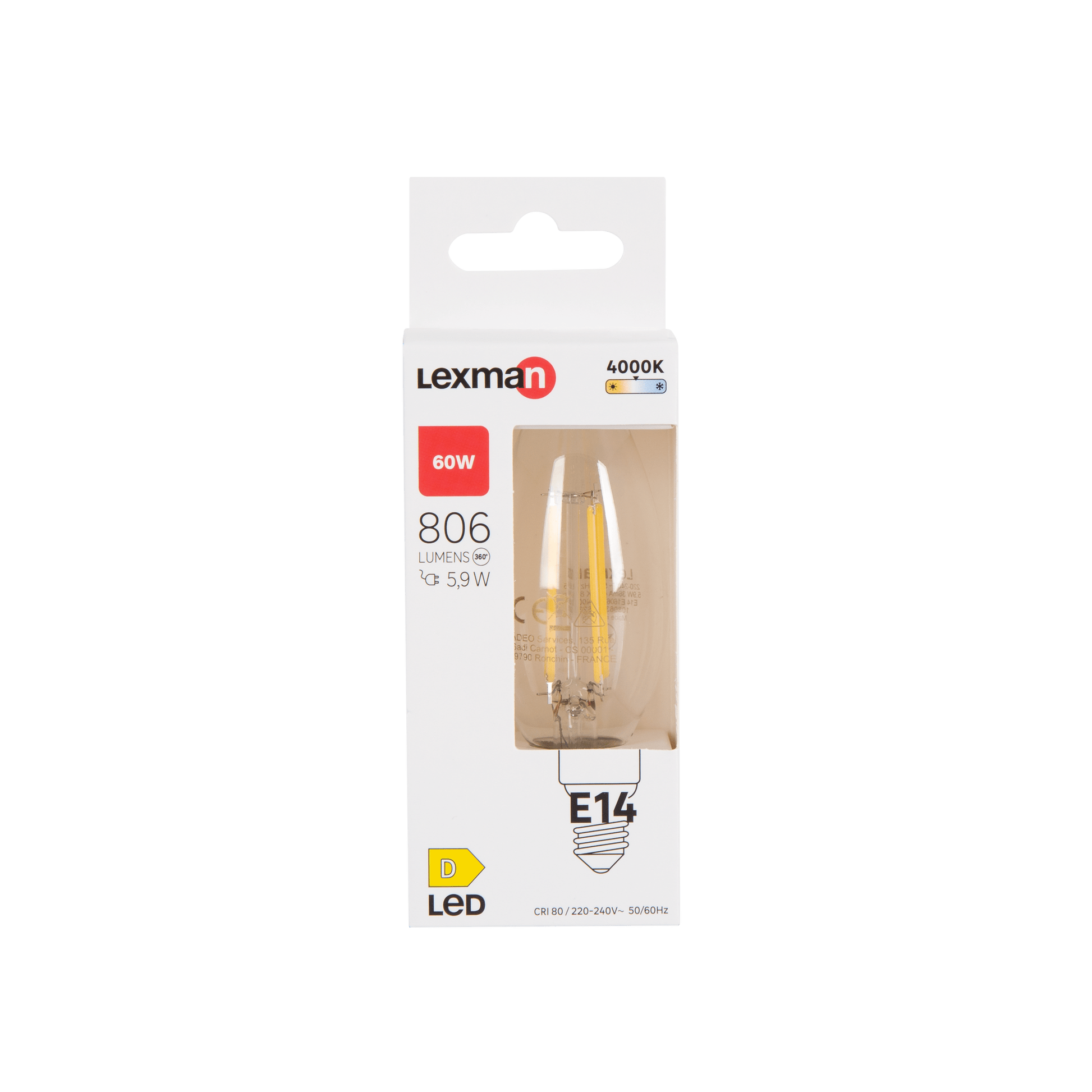 Bricocenter LED BULB E14=60W CANDLE CLEAR NATURAL LIGHT