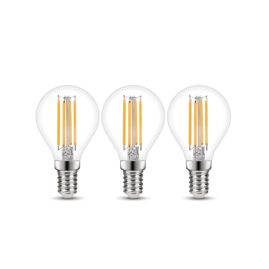 Bricocenter 3 LED BULBS E14=60W TRANSPARENT SPHERE WARM LIGHT