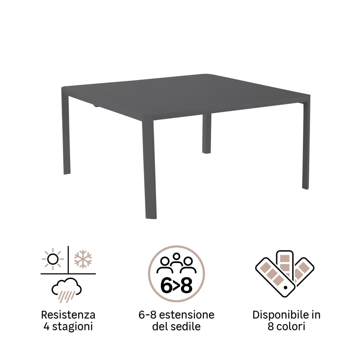 IDAHO EXTENSION TABLE 180/240X100 ANTHRACITE - best price from Maltashopper.com BR500015320