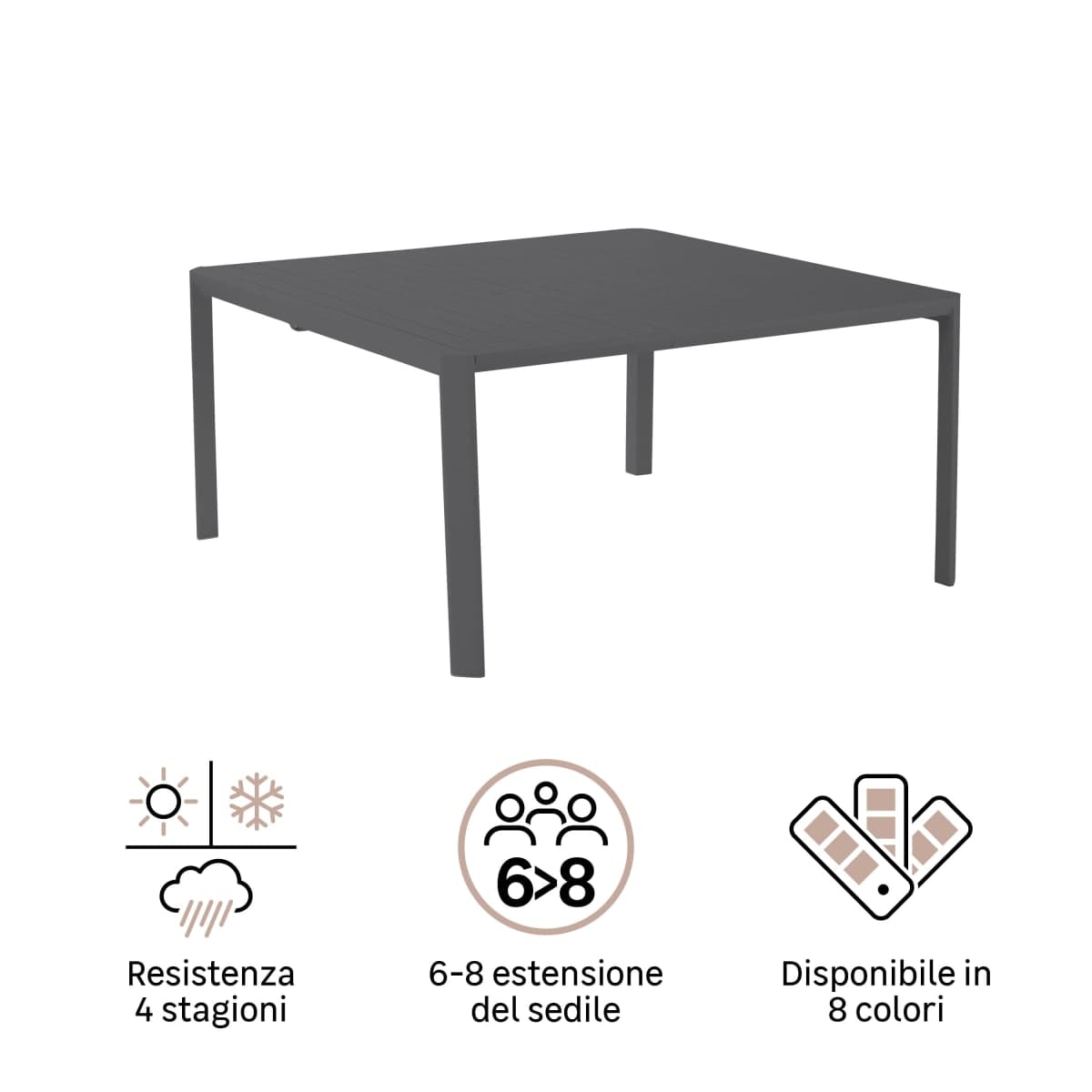 Bricocenter IDAHO EXTENSION TABLE 180/240X100 ANTHRACITE