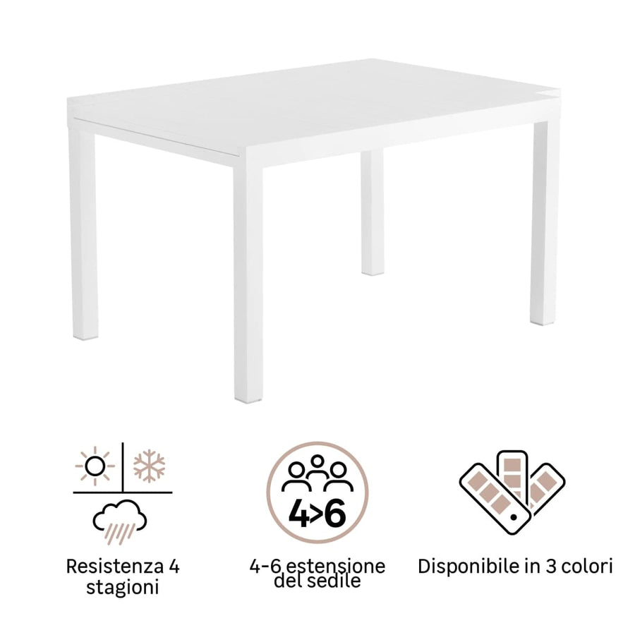 Bricocenter TABLE NATERIAL LYRA II UP AND DOWN ALUMINIUM 130/214.5X90 WHITE