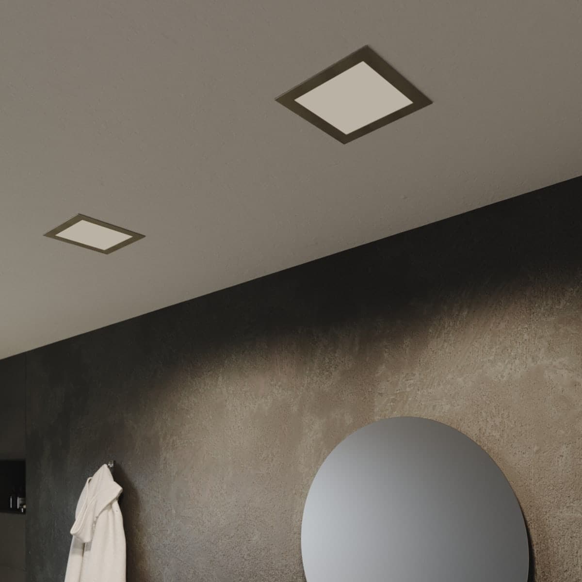 RECESSED SPOTLIGHT EXTRAFLAT SATIN NICKEL 20.5X20.5 CM LED 20W CCT DIMMABLE IP44 - best price from Maltashopper.com BR420007486