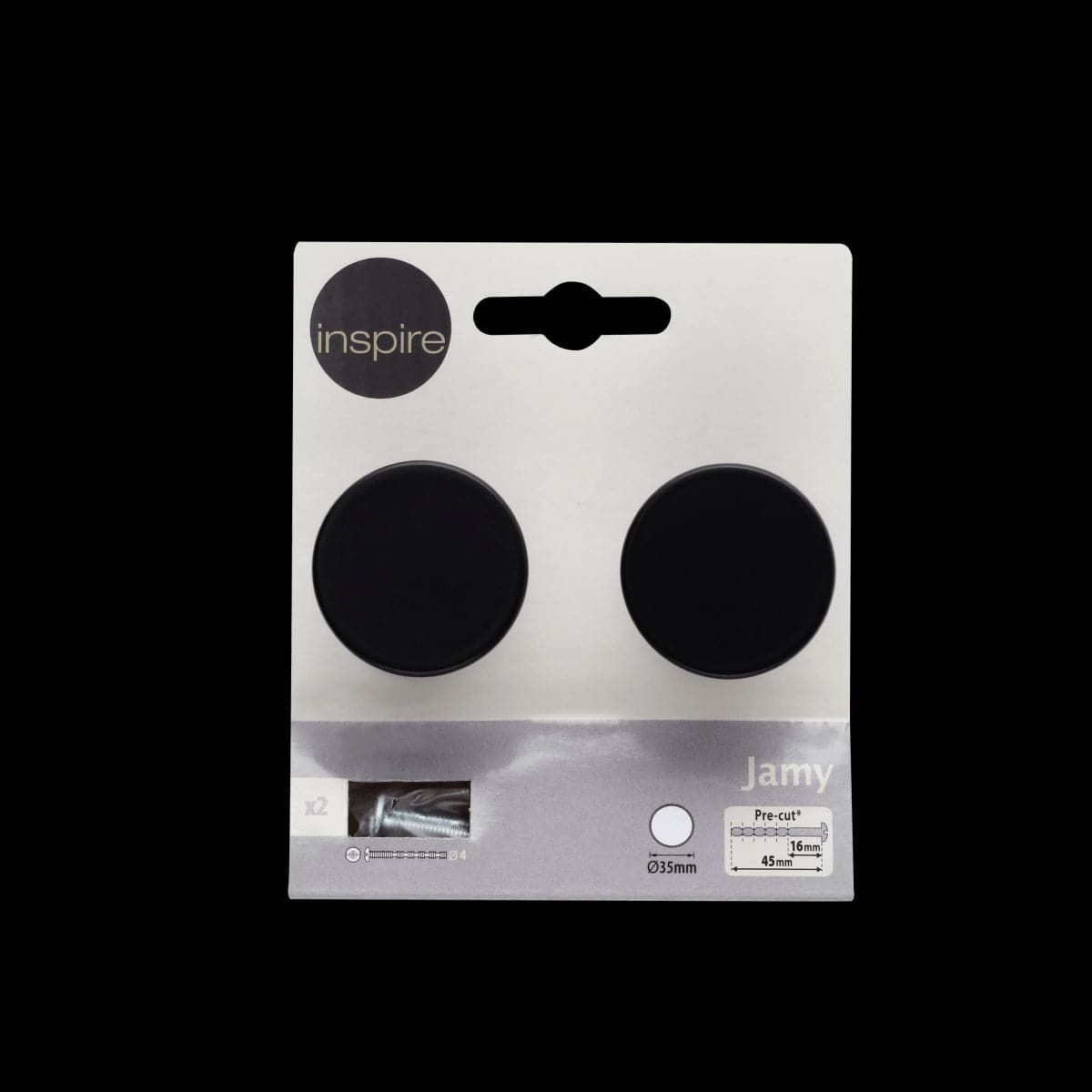 2 JAMY D 35 MM MATT BLACK ALUMINIUM KNOBS - best price from Maltashopper.com BR410007493