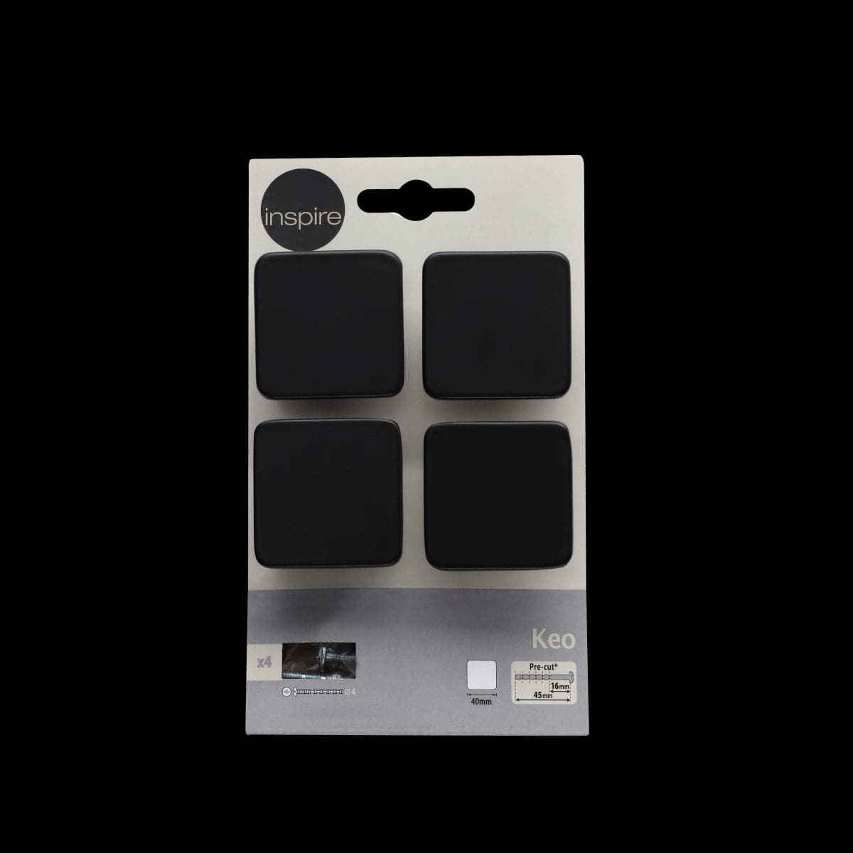 4 KEO 40 MM BLACK ALUMINIUM KNOBS - best price from Maltashopper.com BR410007480