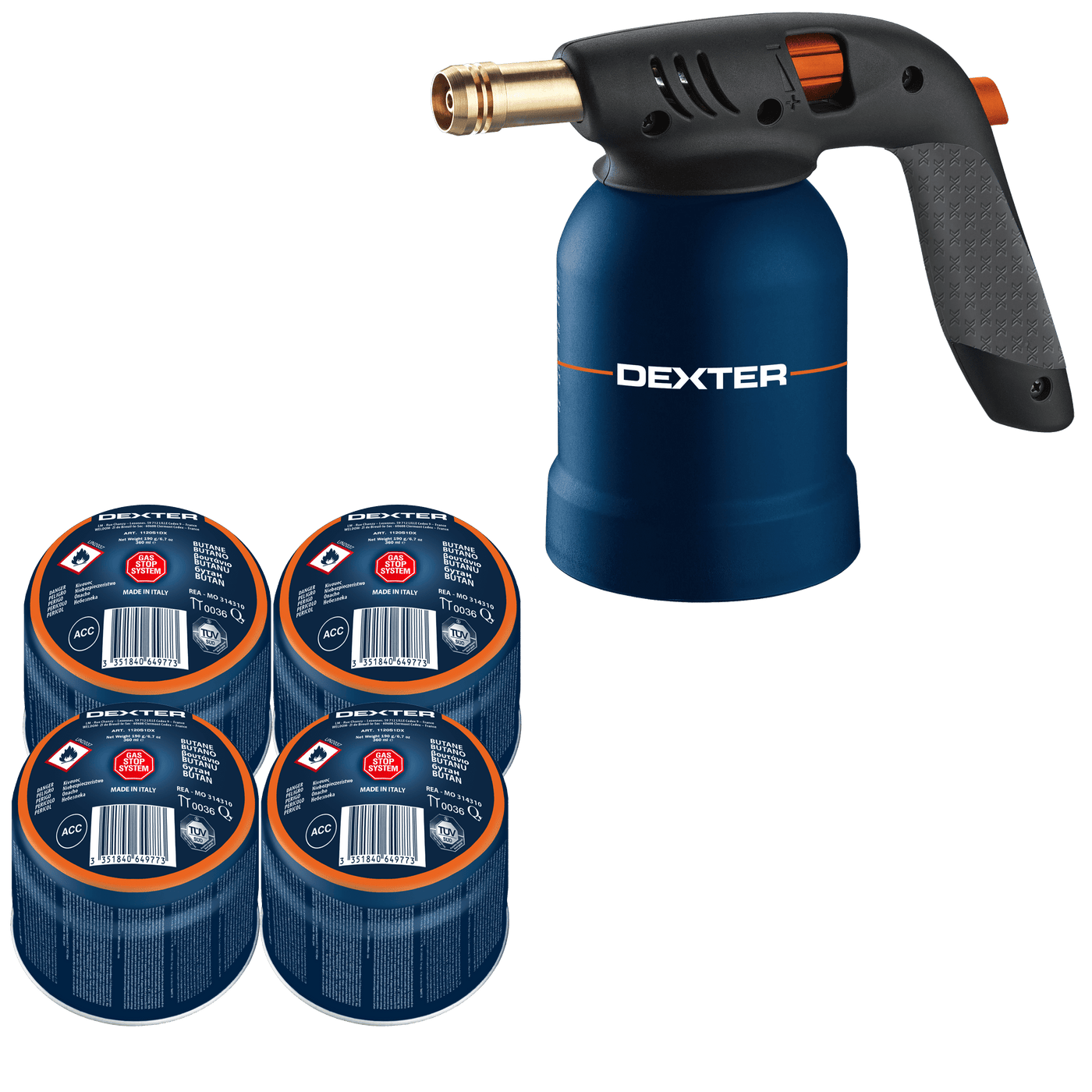 Bricocenter DEXTER OPEN FLAME WELDER + 4 CARTRIDGES